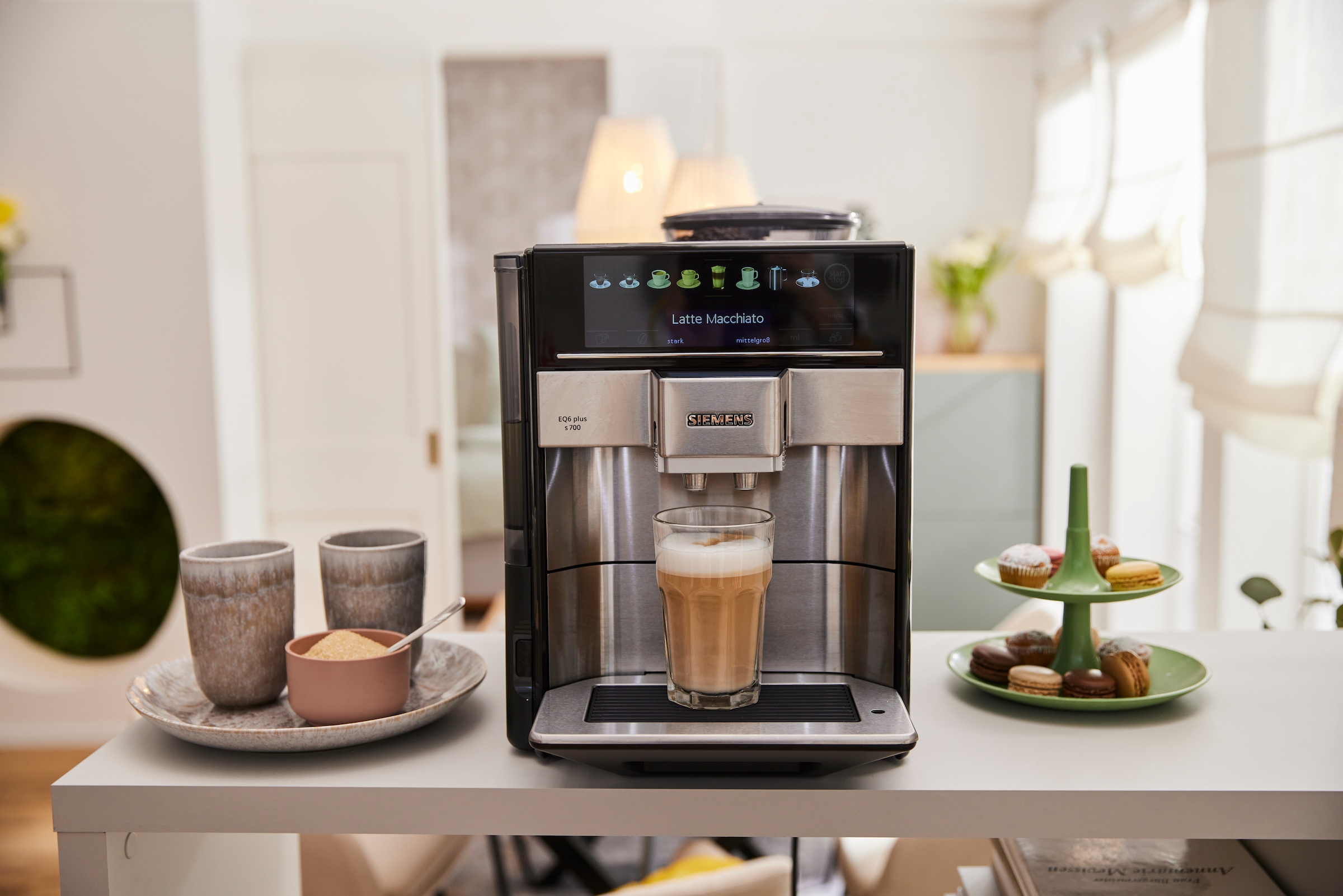 SIEMENS Kaffeevollautomat »EQ6 plus s700 TE657503DE, Doppeltassenfunktion, Keramikmahlwerk«, viele Kaffeespezialitäten, automatische Dampfreinigung, edelstahl