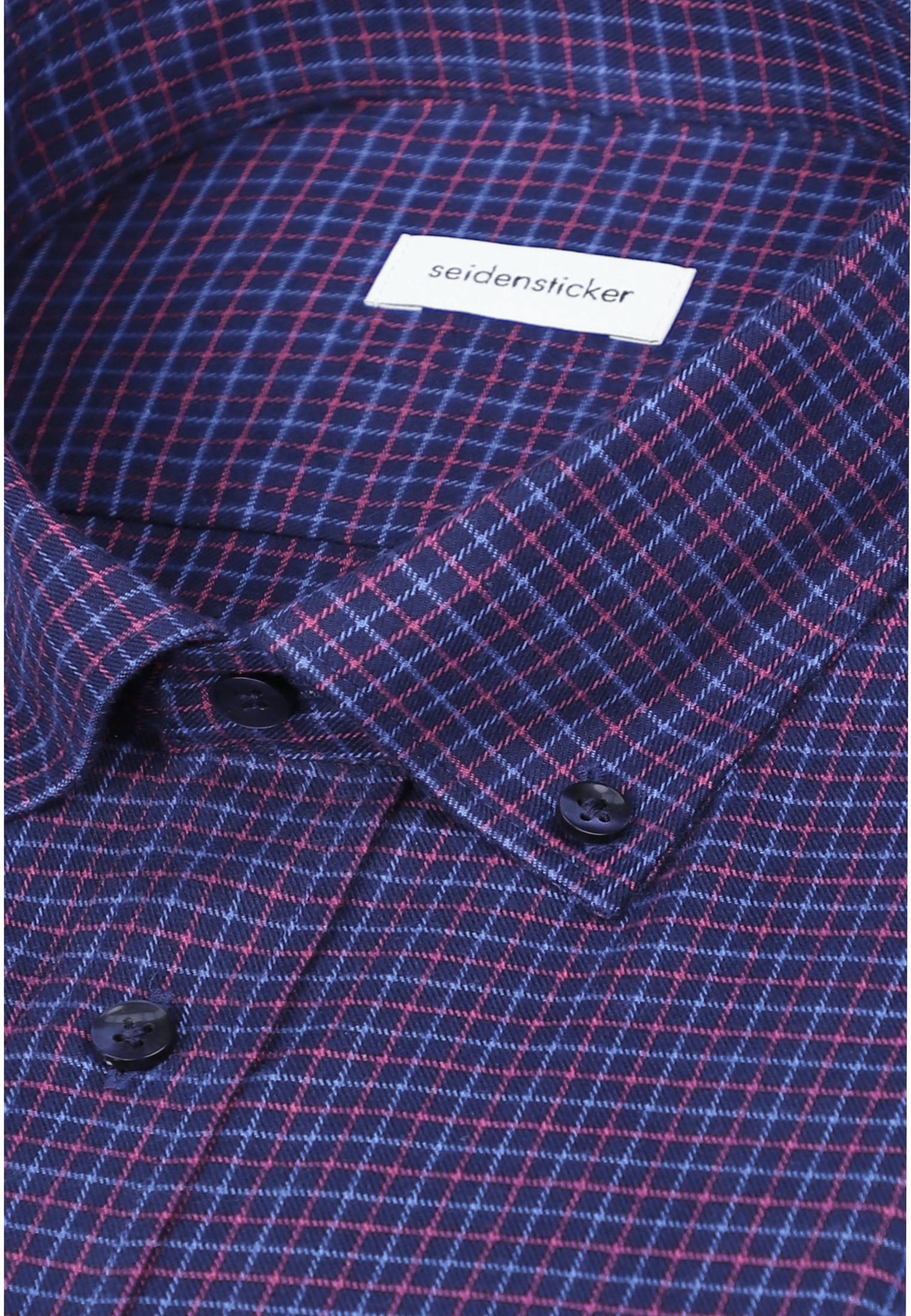 seidensticker Flanellhemd »Schwarze Rose« Shaped 1/1 Button-Down-Kragen Karo
