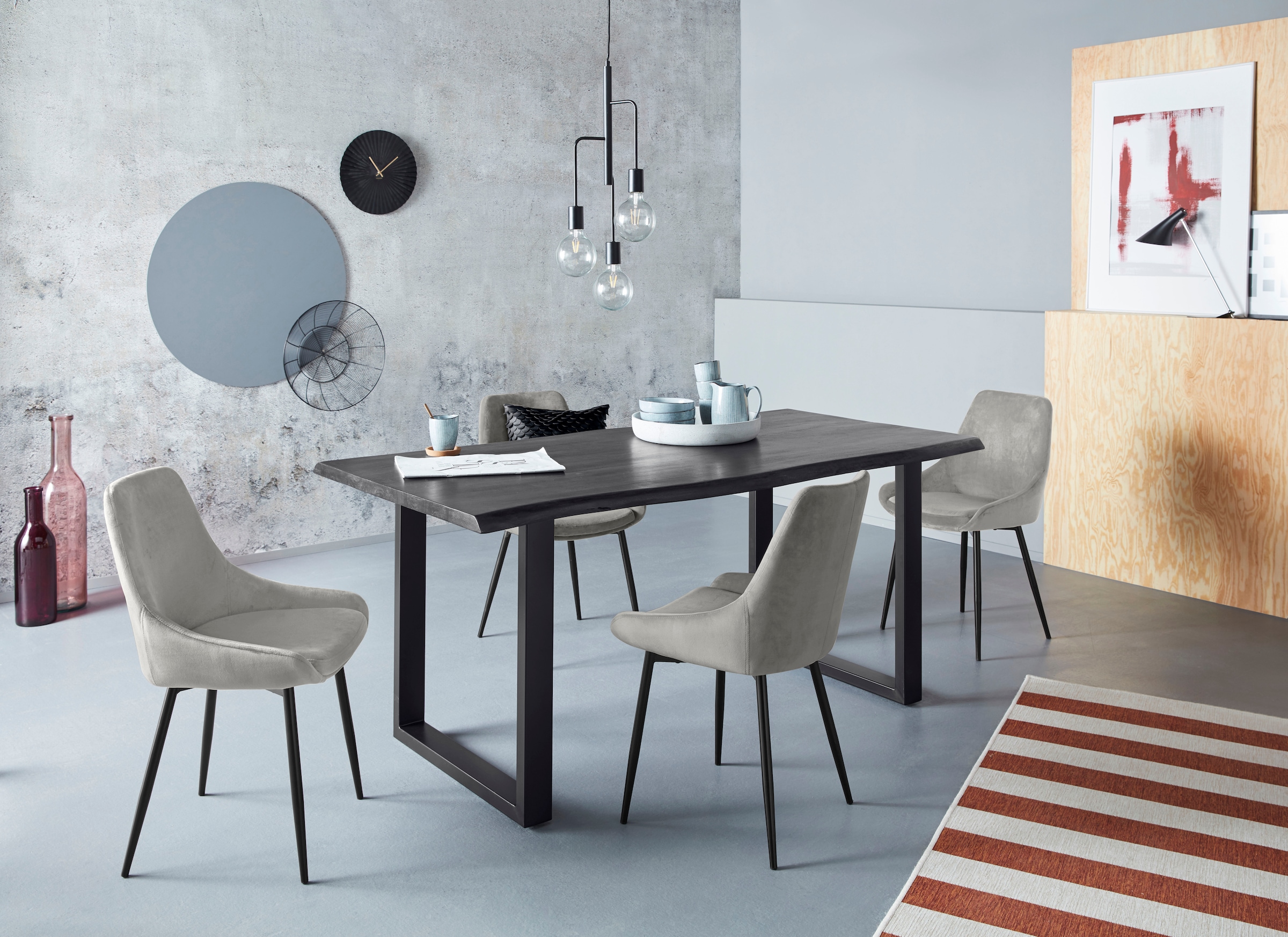 INOSIGN Esszimmerstuhl »Niam, TOPSELLER!, OTTOs Choice«, Samtvelours, 2er Set, schwarze Metallbeine, pflegeleichter Samtvelours Bezug