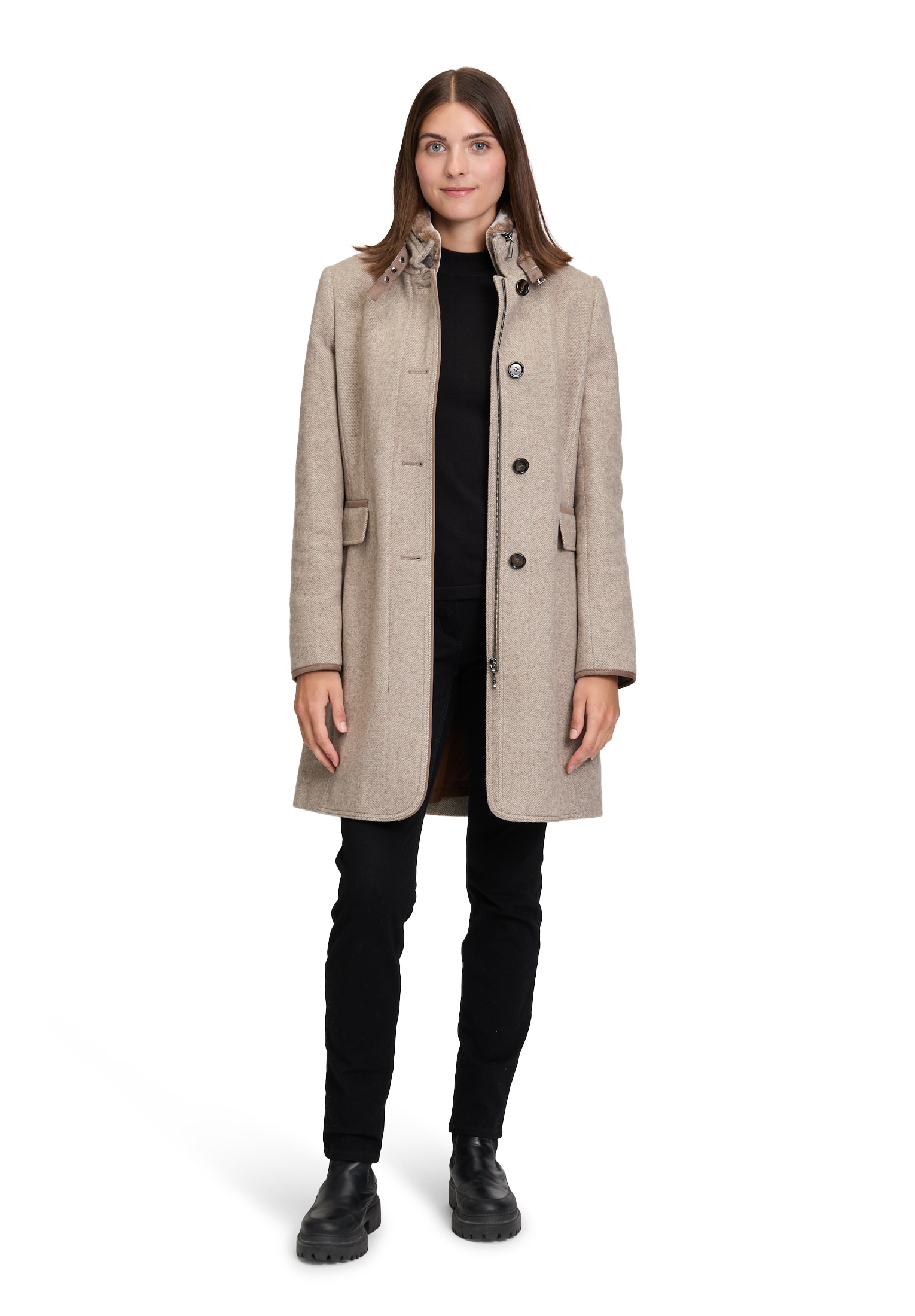 Gil Bret Wollmantel mit Wolle, Stehkragen und Knopfleiste