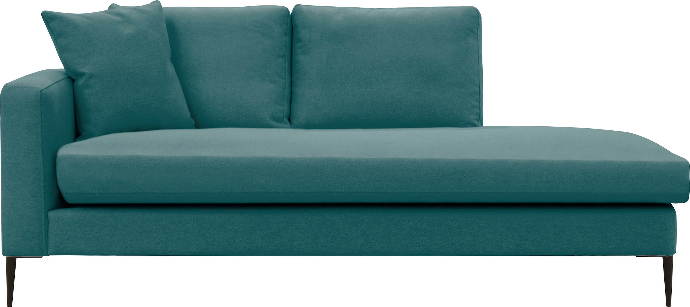 Leonique Recamiere »Cozy Chaiselongue, Maße B/T/H: 195/97/80 cm«, mit losen Kissen und Metallbeinen, Armlehne links oder rechts wählbar