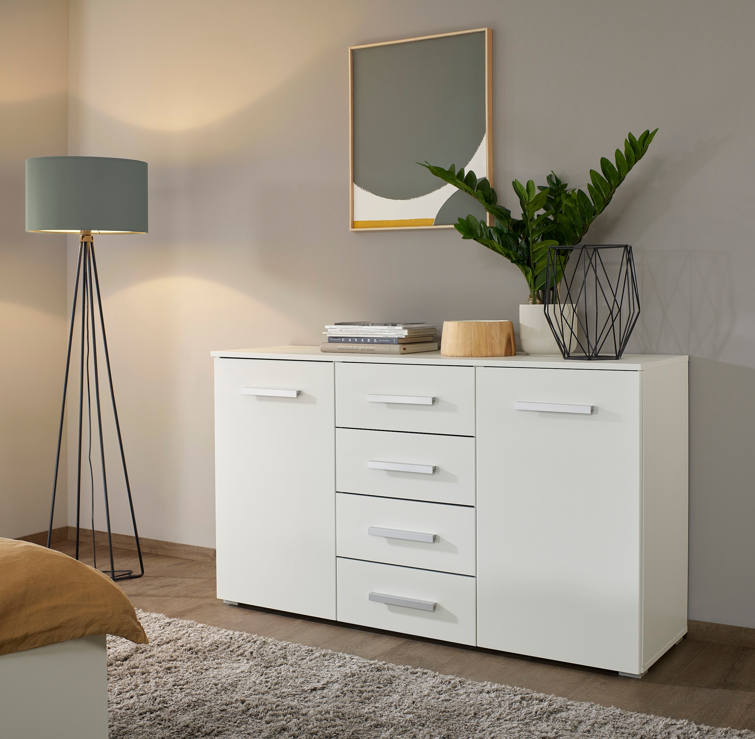 rauch Schubkastenkommode »Sideboard Kommode Kombikommode KOLUNA mit Dekorfront«, (Breite 120 cm), vier große Schubladen, mit insgesamt 4 Einlegeböden MADE IN GERMANY