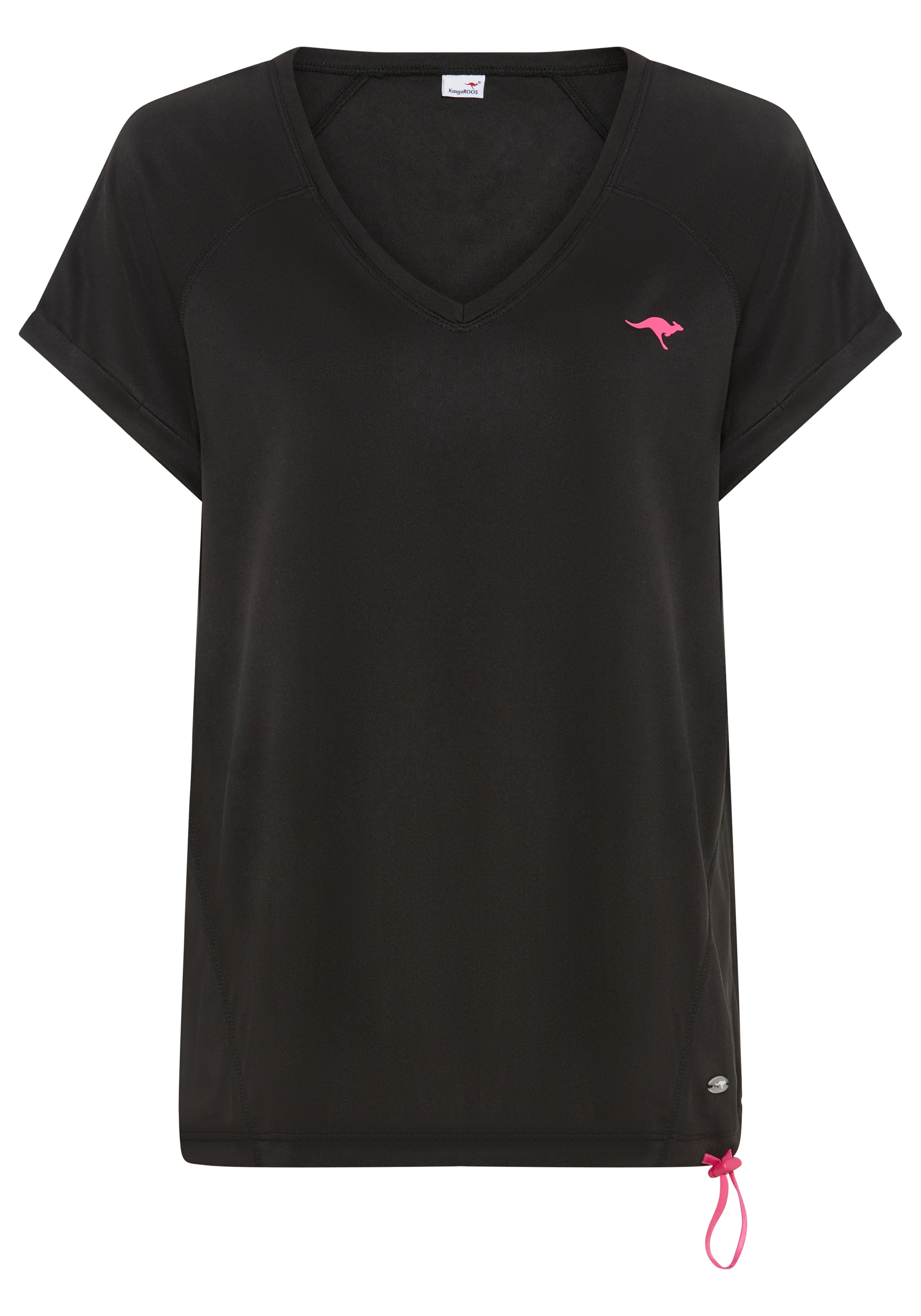 KangaROOS Funktionsshirt Kurzarm,  figurumspielend,  mit V-Ausschnitt, große Größen