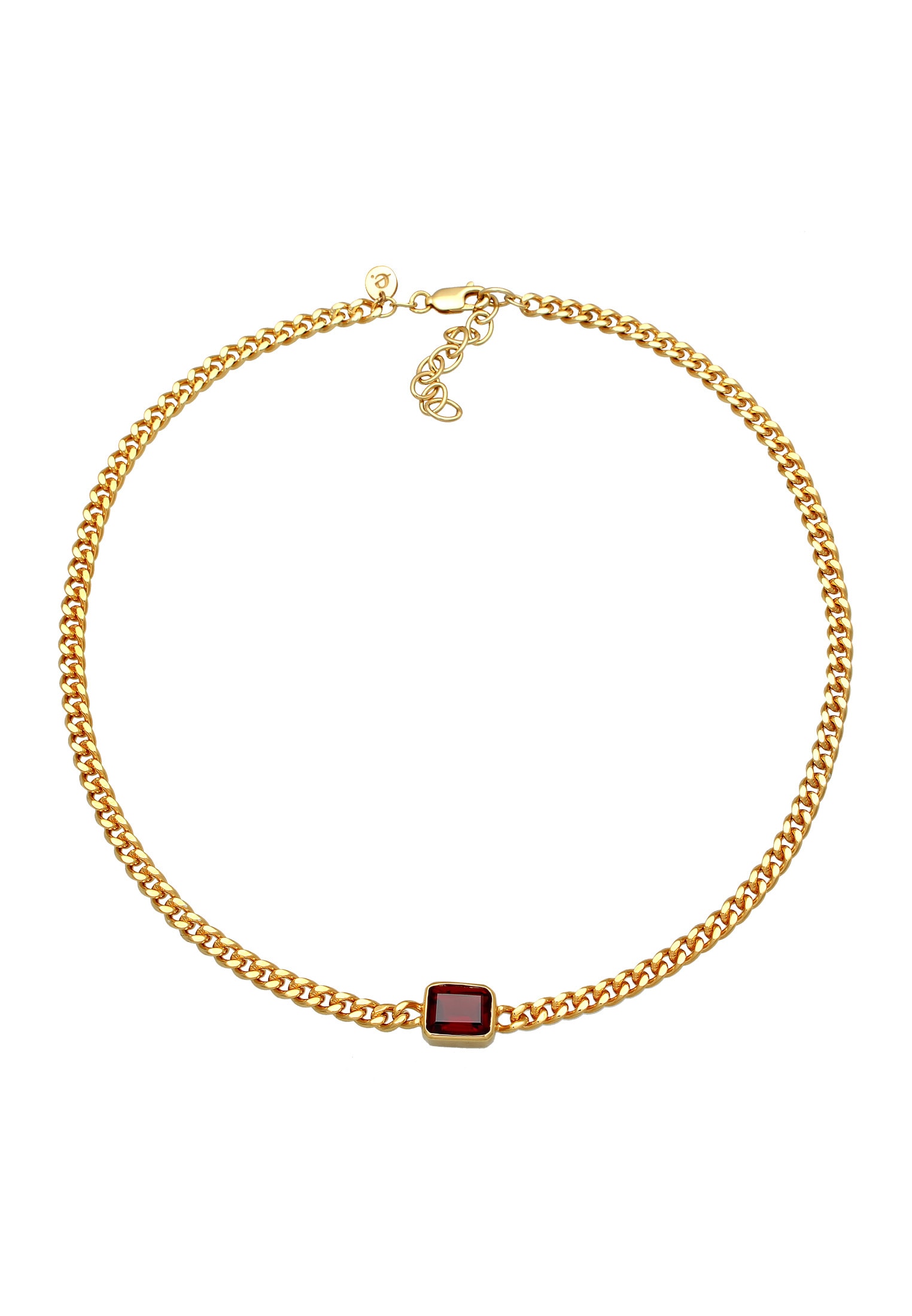 Elli Premium Choker »Halskette Granat Panzerkette Klassisch 925 Silber Vergoldet«