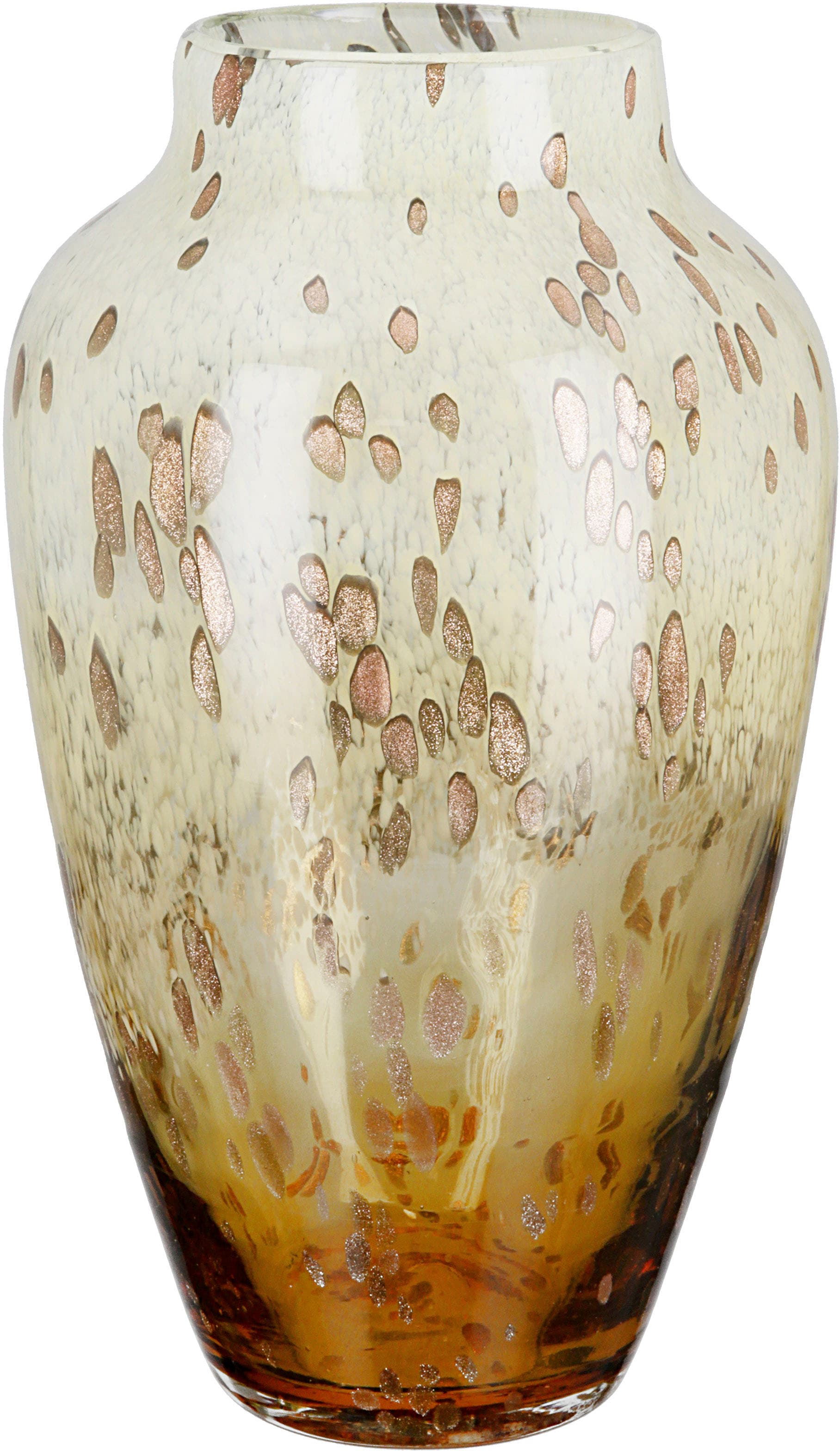Casablanca by Gilde Tischvase Tupfen Vase Dekovase«, mit Glitter, und St.), goldfarbenem cm im OTTO Online 34 Höhe aus ca. (1 »Ambrosio, Shop Glas
