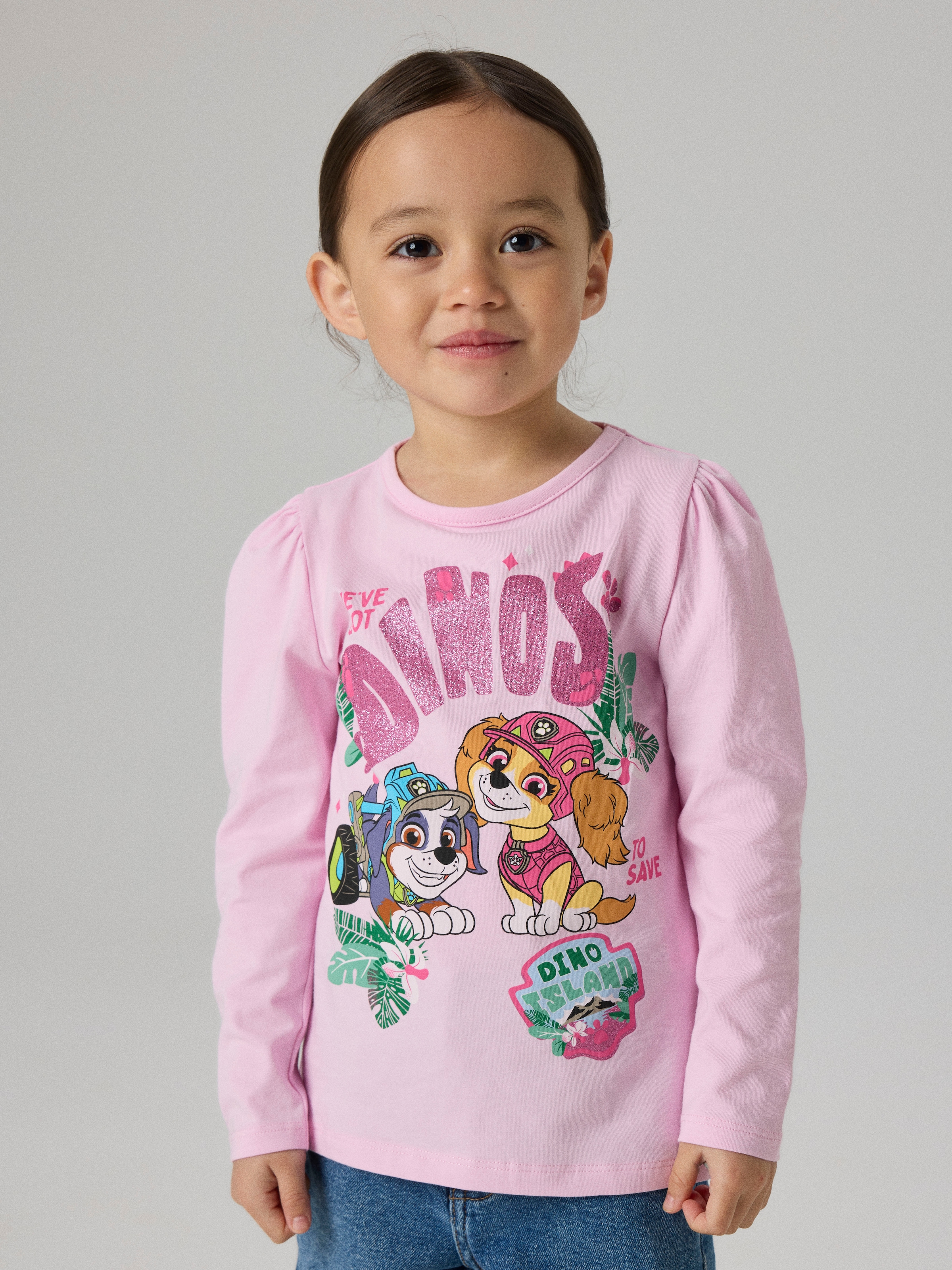 Name It T-Shirt »NMFJETTE PAW LS TOP BOX NOOS CPLGM« Baumwollmischung, regular fit