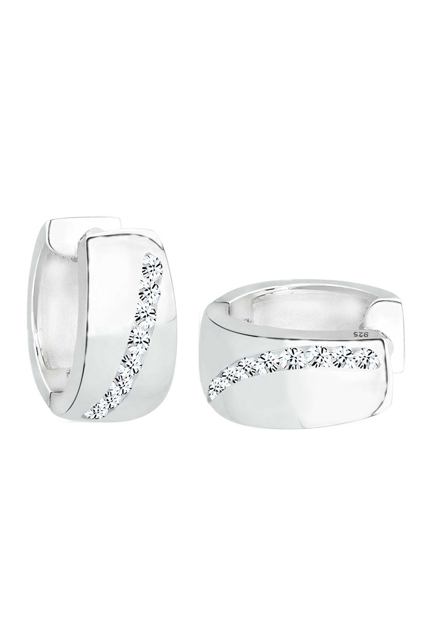 Elli Paar Creolen »Ohrringe Creolen Breit Glanz Funkelnd 925 Silber, mit Kristallen von Swarovski®«
