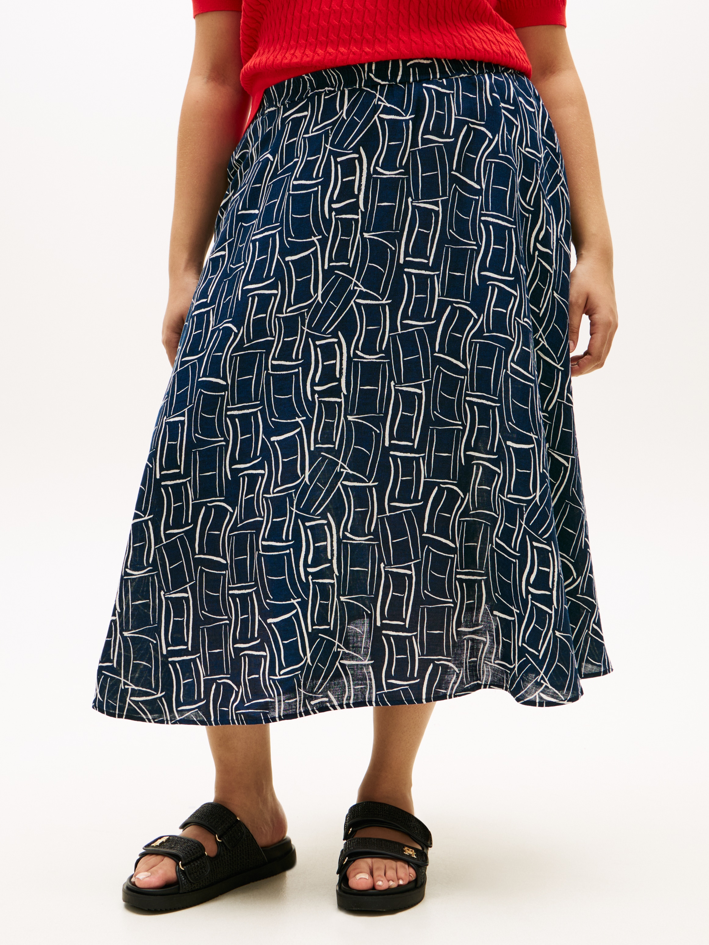 Tommy Hilfiger Curve A-Linien-Rock »CRV ESS LINEN FLARE SKIRT« in großen Größen, ausgestellte Form