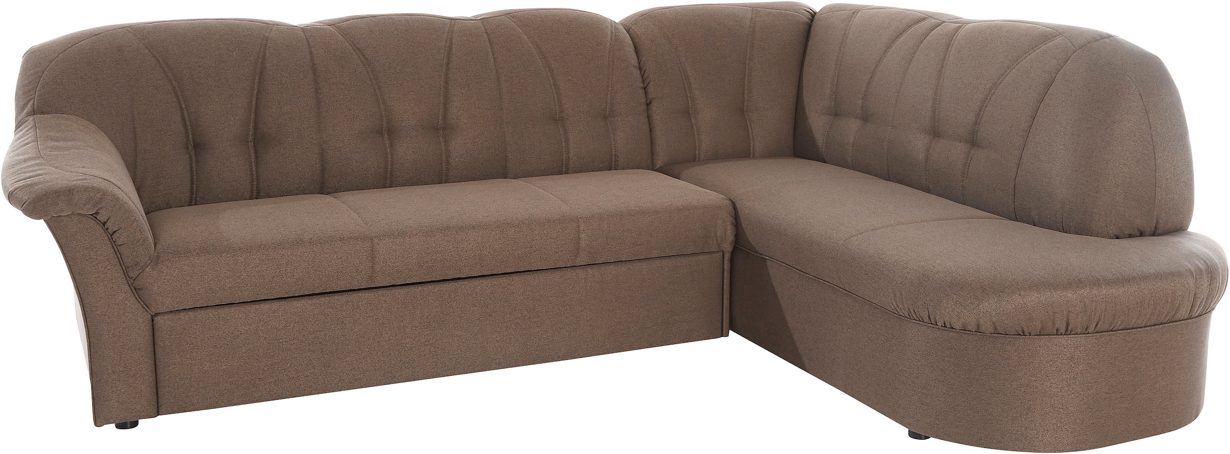 DOMO collection Ecksofa »Pegnitz, zeitlose und elegante Rückensteppung, Breite 246cm, L-Form« wahlweise mit Bettfunktion