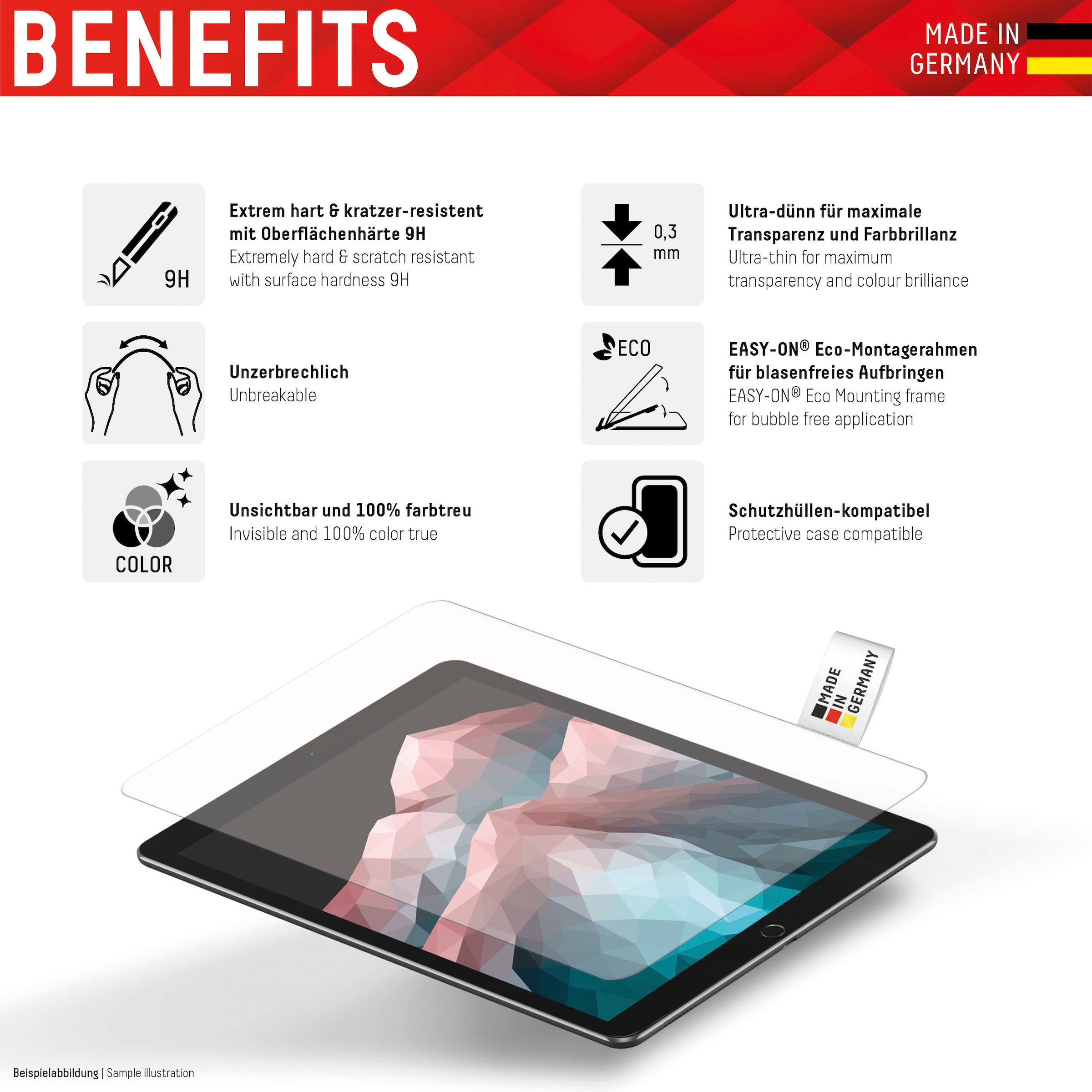 Displex Displayschutzfolie »Tablet Glass iPad Pro 11 (1/2/3)/Air (4)«, für Apple iPad Pro 11" (1.-4. Gen.)-Apple iPad Air (4. und 5. Gen.), (1 St.)