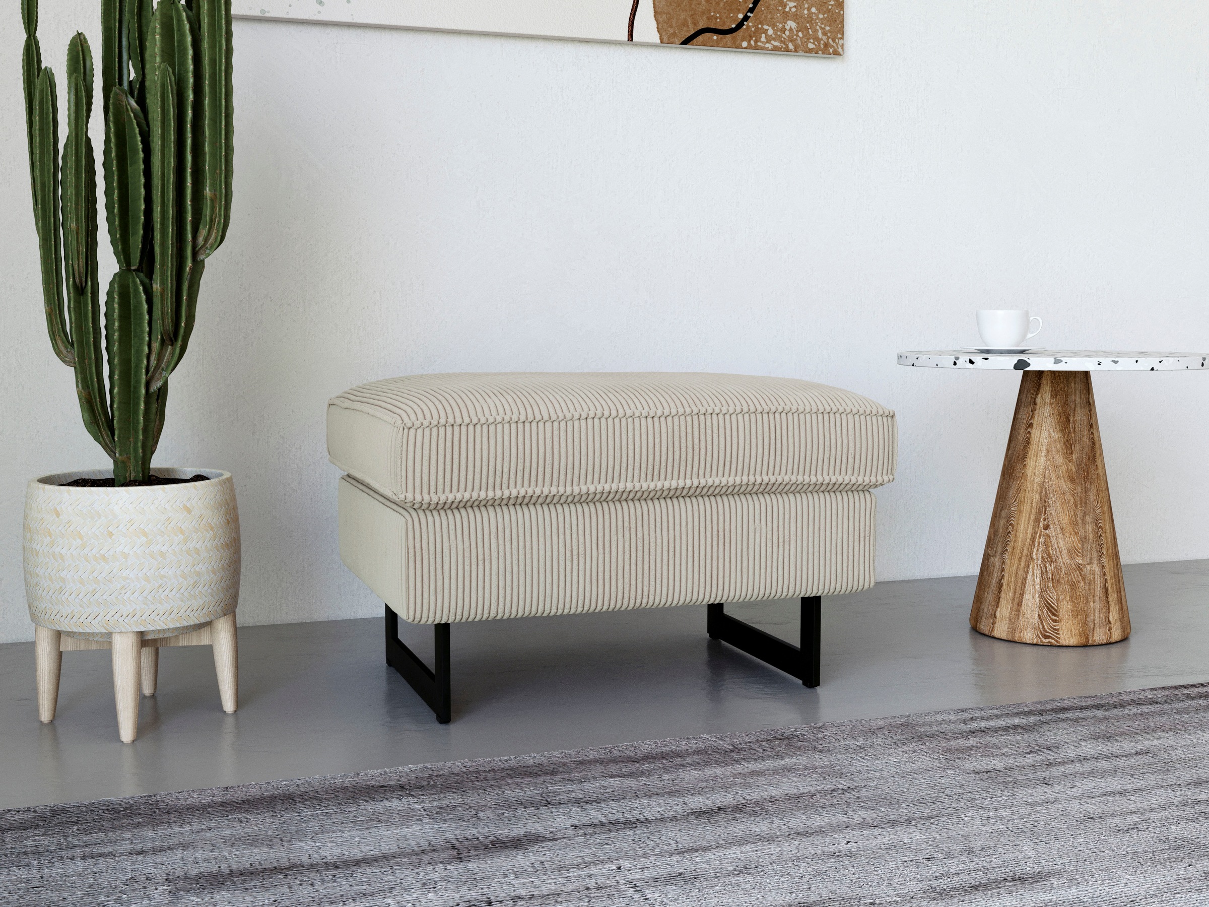 Home affaire Polsterhocker »Pinto« mit Keder, Metallfüßen und auch in Cord Bezug erhältlich