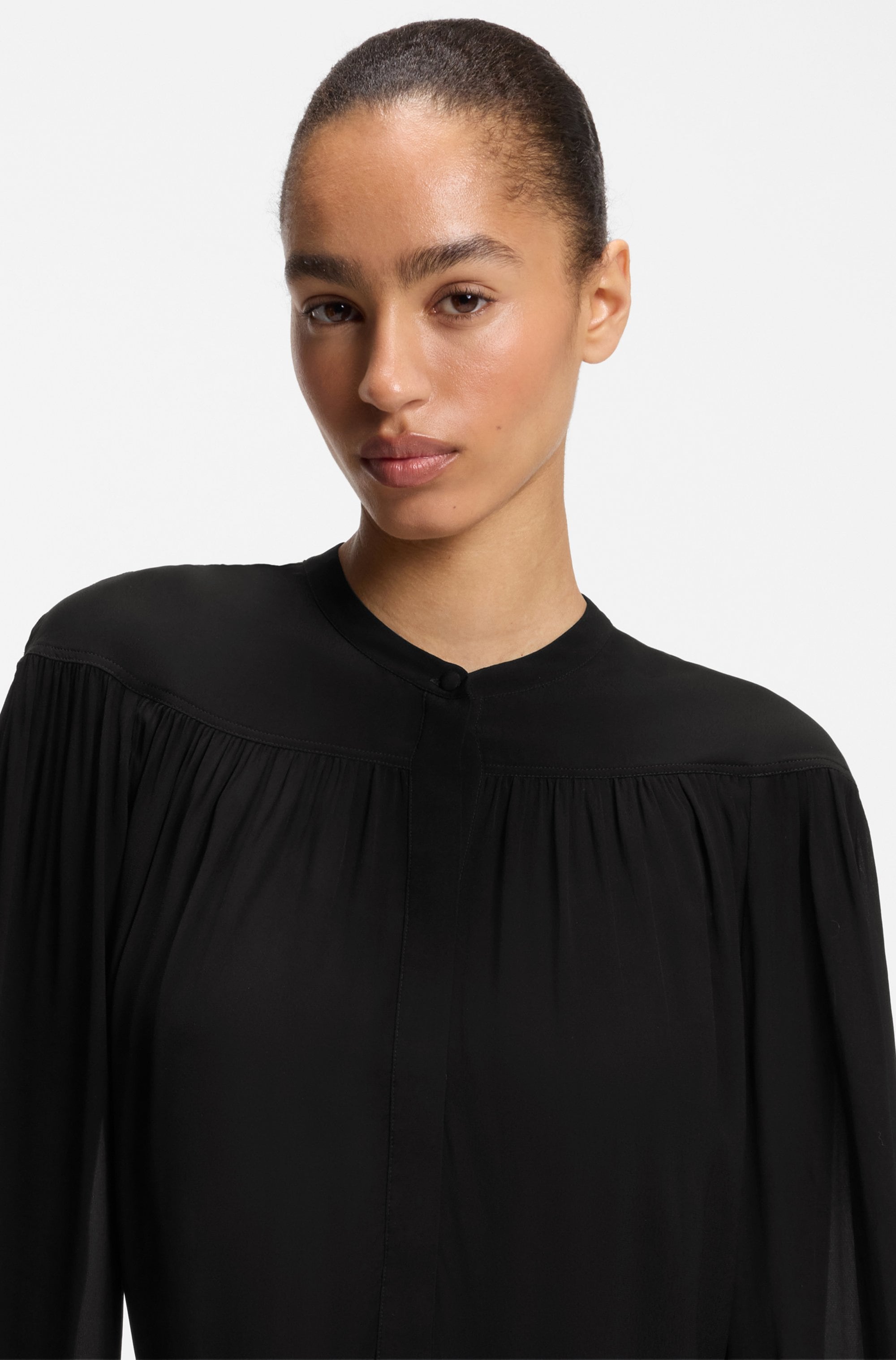 BOSS ORANGE Hemdblusenkleid »Dassandra Premium Damenmode« mit verdeckter Knopfleiste & Bindegürtel, Relaxed Fit