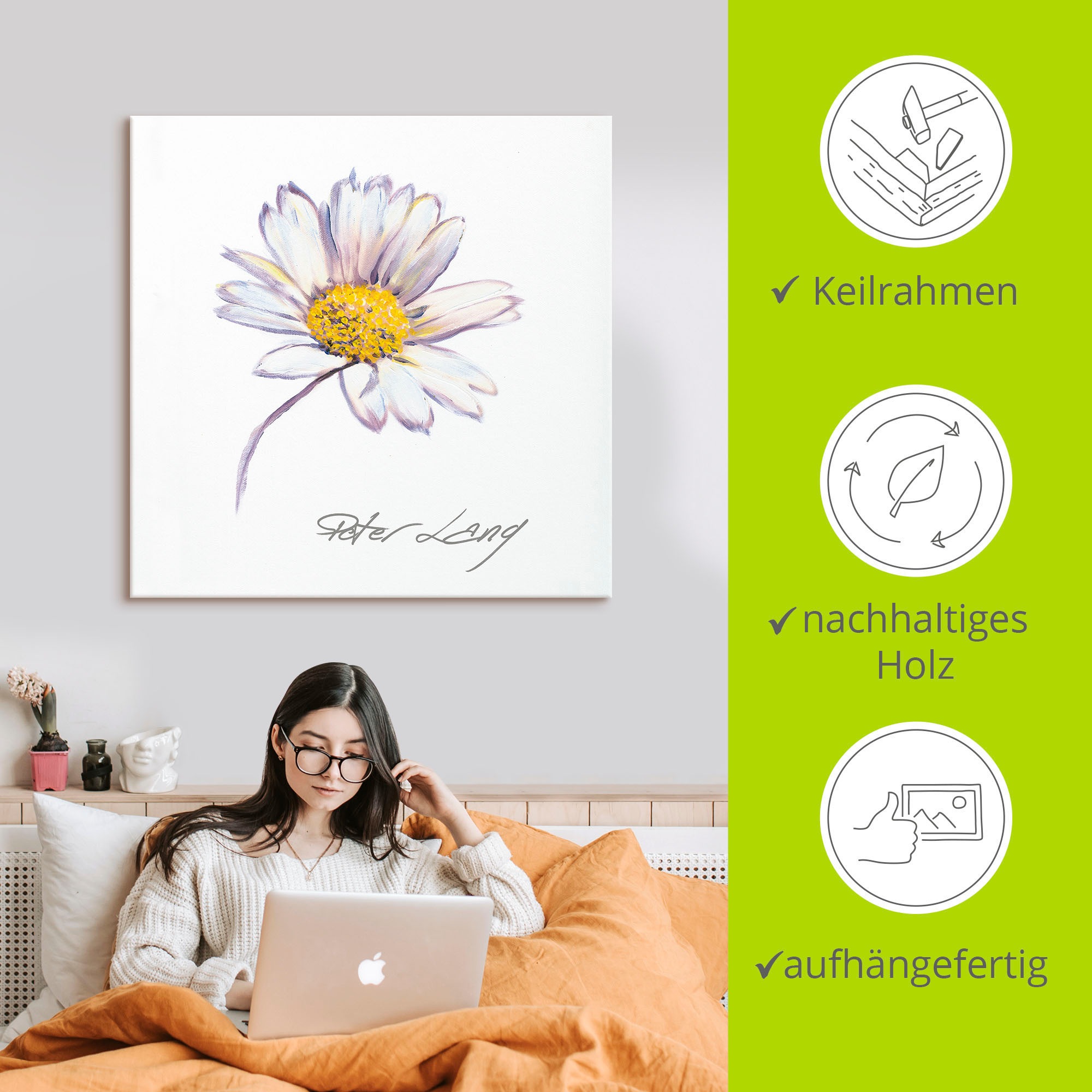 Artland Leinwandbild »Blume_weiß V«, Blumenbilder, (1 St.), auf Keilrahmen gespannt