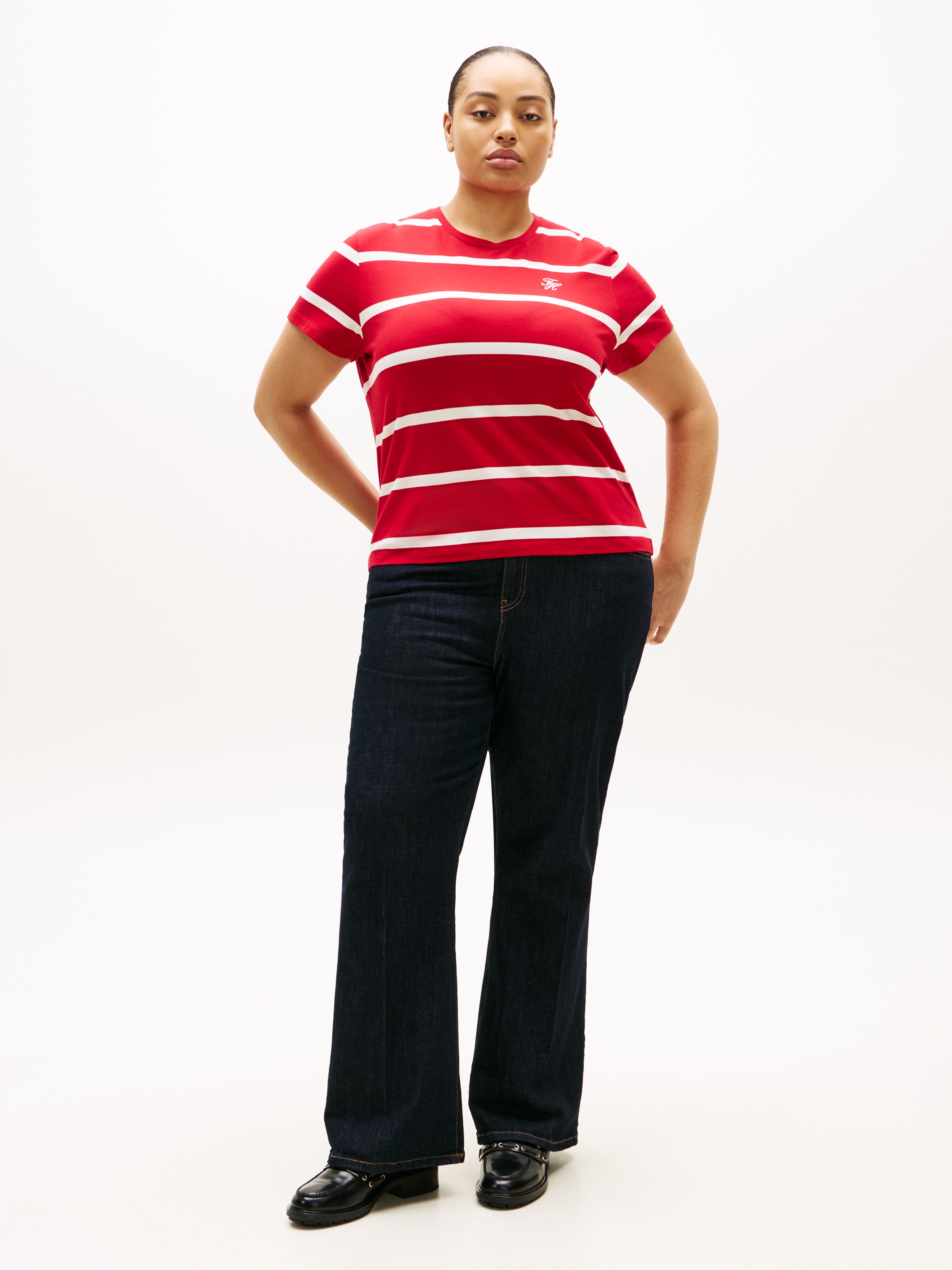 Tommy Hilfiger Curve Kurzarmshirt »CRV TH SCRIPT REG C-NK SS TEE«