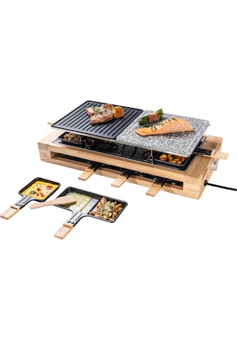 Raclette »ARG300BW XL Bambus«, 8 St. Raclettepfännchen, 1500 W