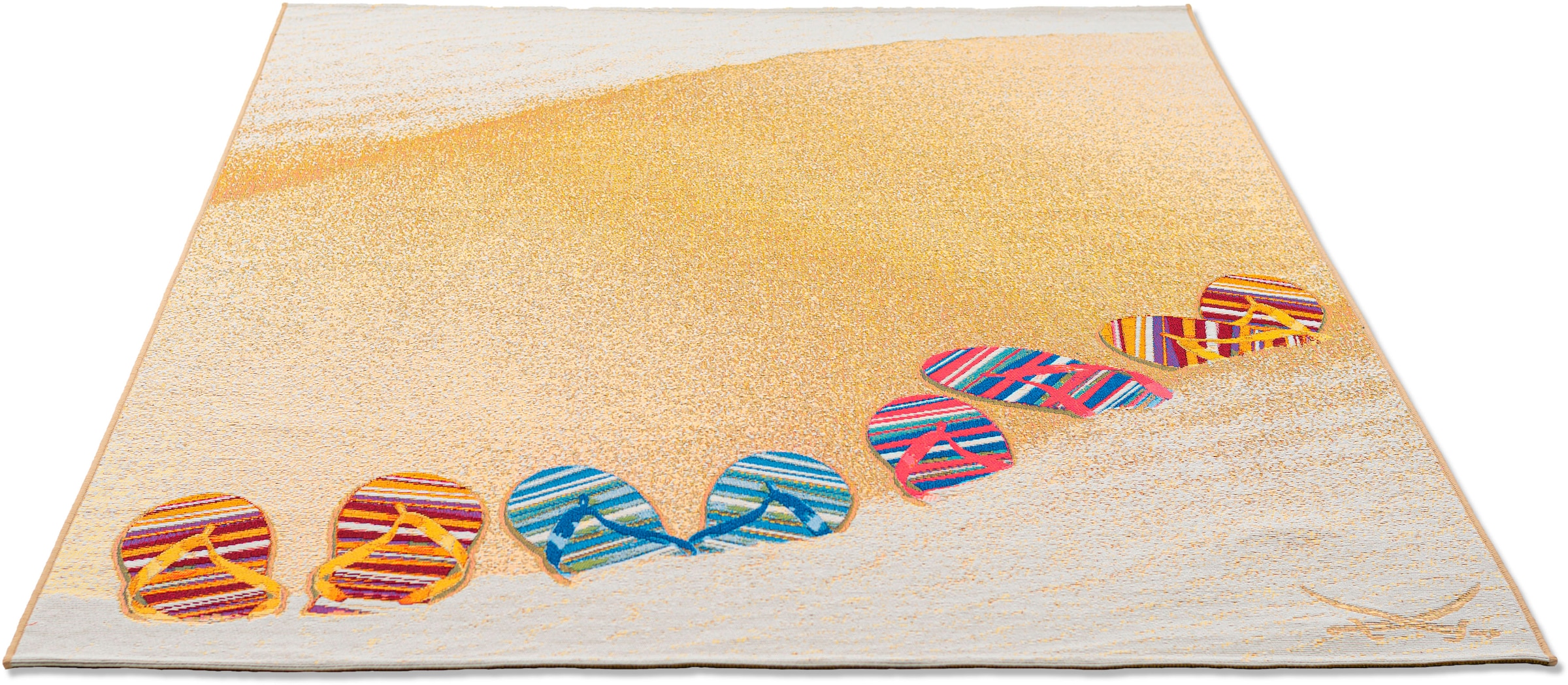 Sansibar Teppich »Rantum Beach Flachgewebe, Design, modernes rechteckig, bei geeignet Motiv OTTO Outdoor SA-017«, Badelatschen