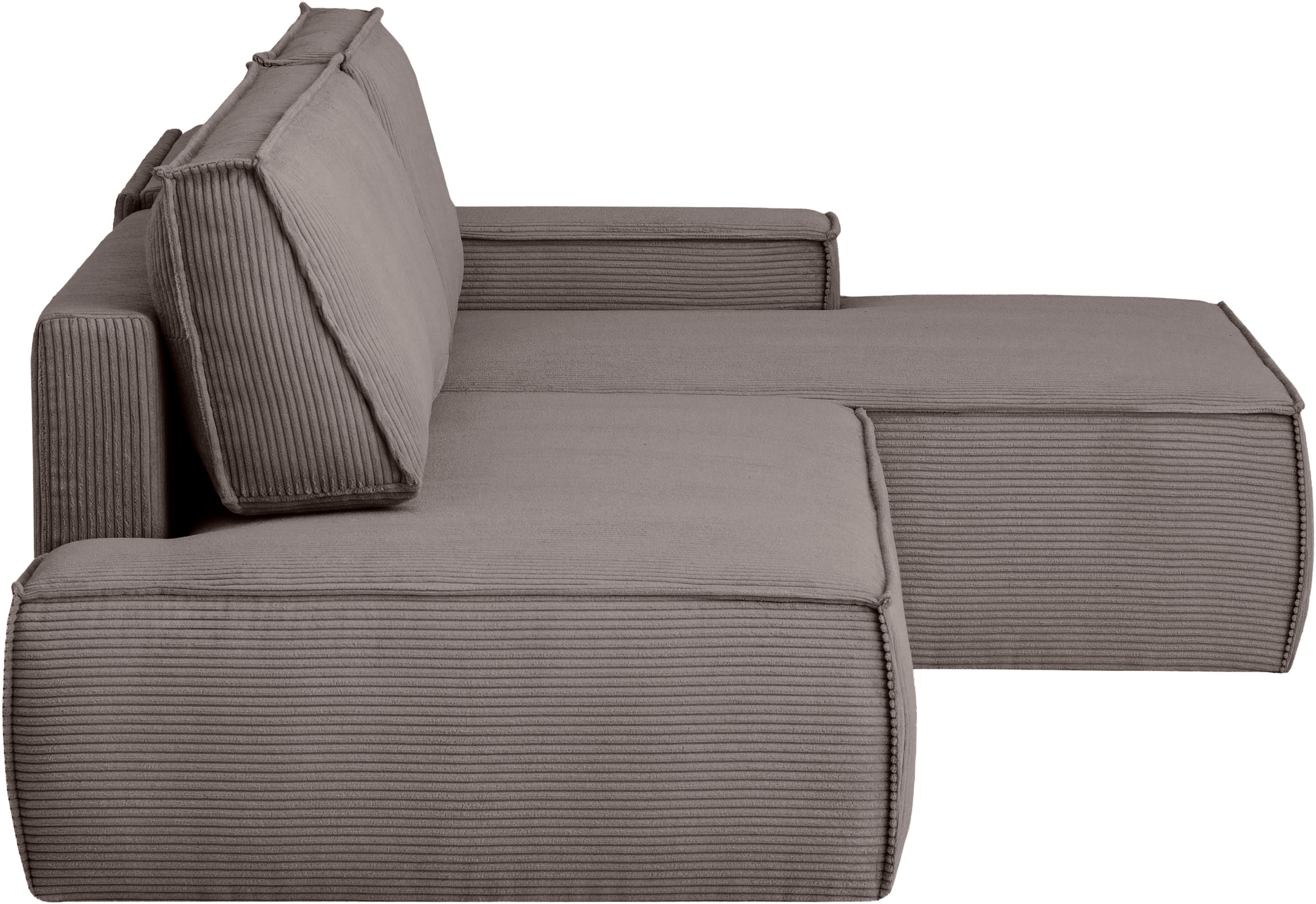 Home affaire Ecksofa »SHERWOOD,  Schlafsofa in L-Form offen (275cm), Cord, Leinenoptik« Schlaffunktion und Bettkasten, Kedernaht, hoher Sitz- & Liegekomfort,