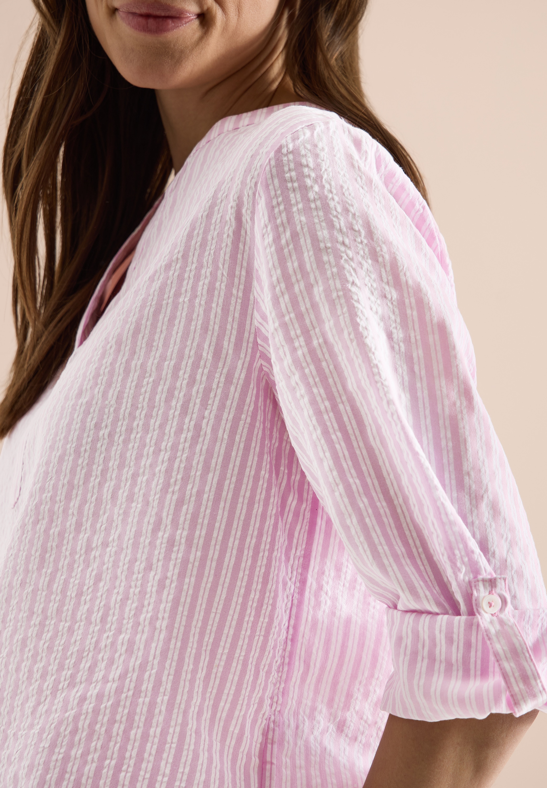Cecil Hemdbluse 3/4-Arm Sommerbluse mit Turn-Up und Streifenmuster