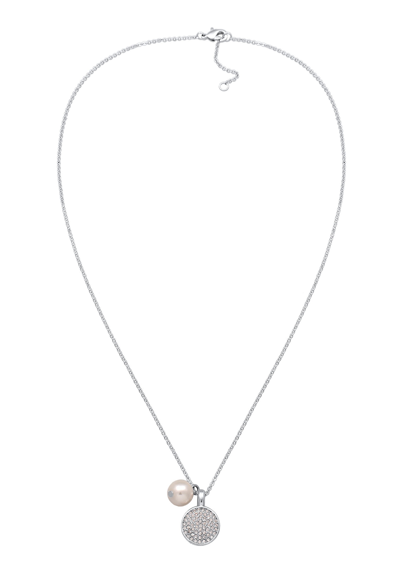 Elli Silberkette »Halskette Kristall Perlenanhänger Elegant Silberfarben«