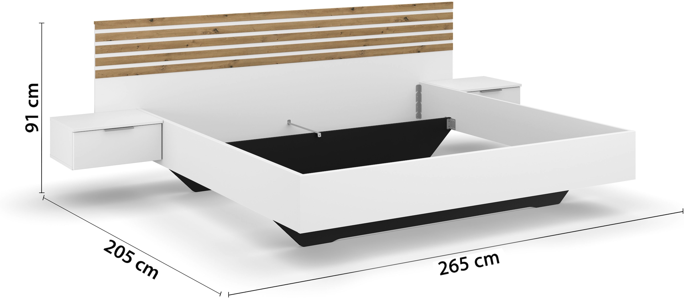 rauch Bettanlage »Doppelbett Futonbett LAMELLA in schwebender Optik« Bett 160x200 oder 180x200 cm,  mit eleganter Lamellenabsetzung und 2 Hängenachttische MADE IN GERMANY