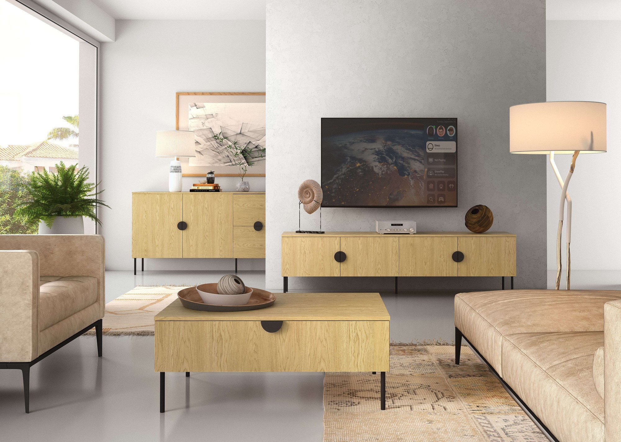 Home affaire Couchtisch »BELLOT Kaffeetisch mit viel Stauraum, 100x66cm, modernes Design« Beistelltisch mit zusätzlichen Aufbewahrungsschränken, goldene Akzente