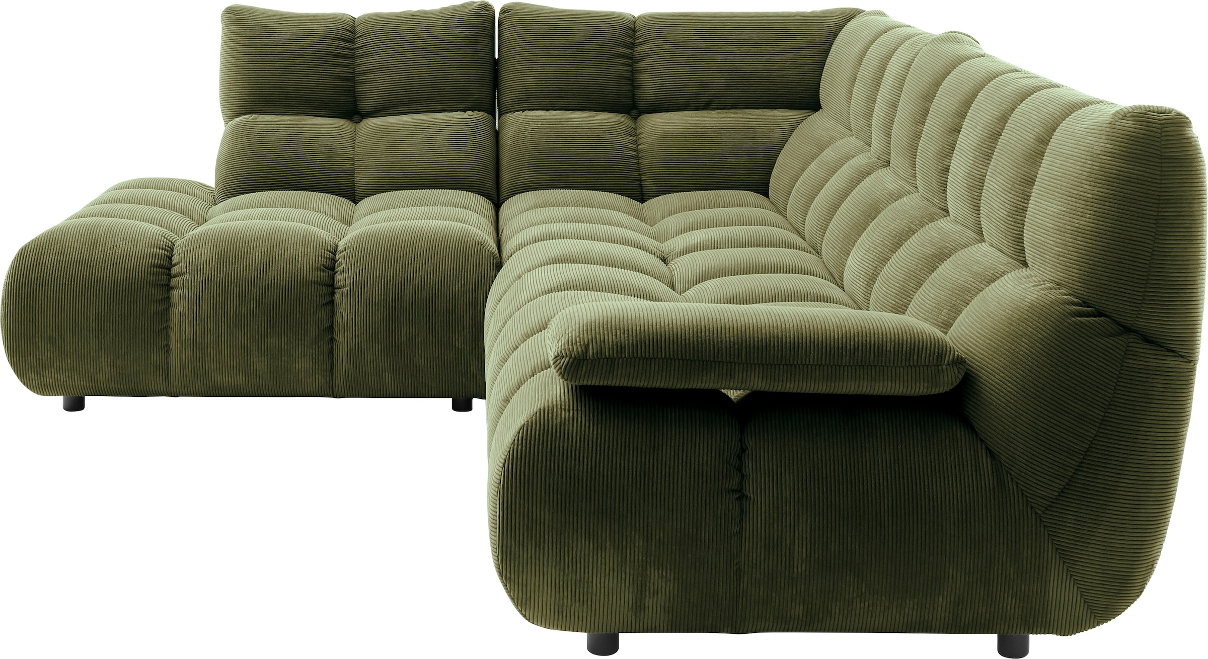 Home affaire Ecksofa »Cozy Bubble, mit klappbarer Armlehne, Breite 324 cm« mit eleganter Steppung, Rundumbezug & weicher Polsterung