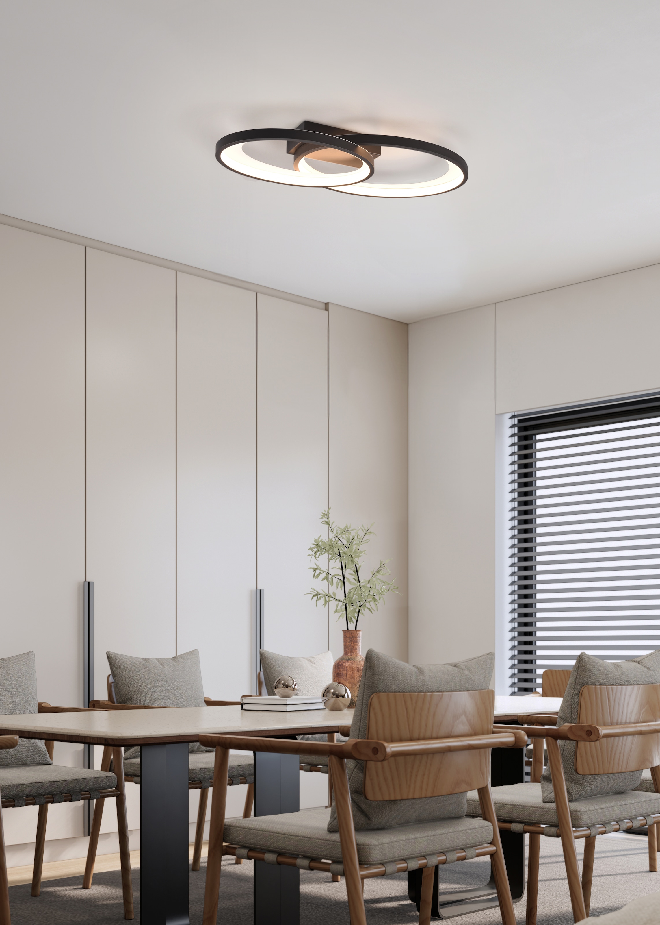 REALITY Leuchten LED Deckenleuchte »MALAGA, LED Deckenlampe warmweiß 25W 2900 Lumen auch Wandmontage mögl.« LED-Board 1 Stk. Warmweiß indirektes Licht, 57x30cm, Wand- Deckenleuchte Schlafzimmer Wohnzimmer