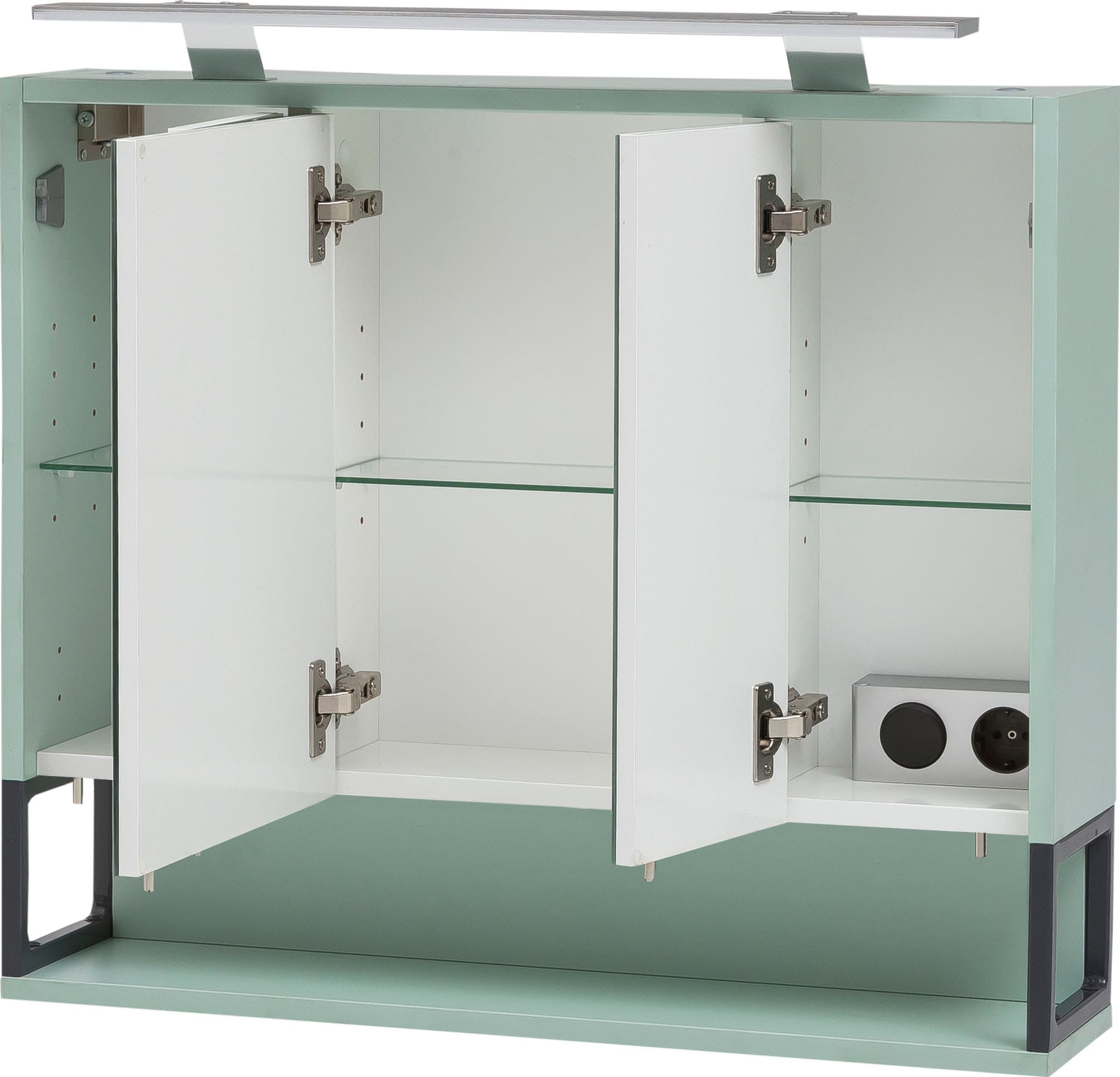 Schildmeyer Spiegelschrank »Limone«, Breite 70 cm, 3-türig, LED-Beleuchtung, Schalter-/Steckdosenbox