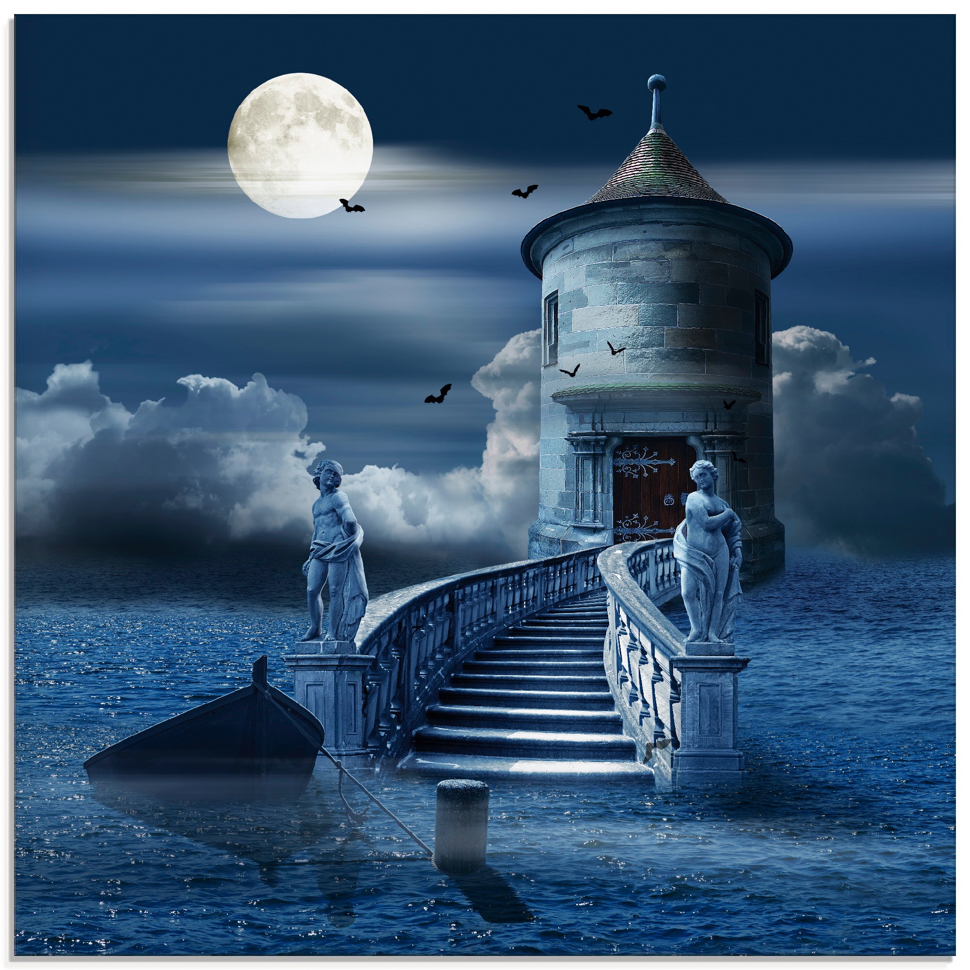 Artland Glasbild »Der mystische Turm«, klassische Fantasie, (1 St.)