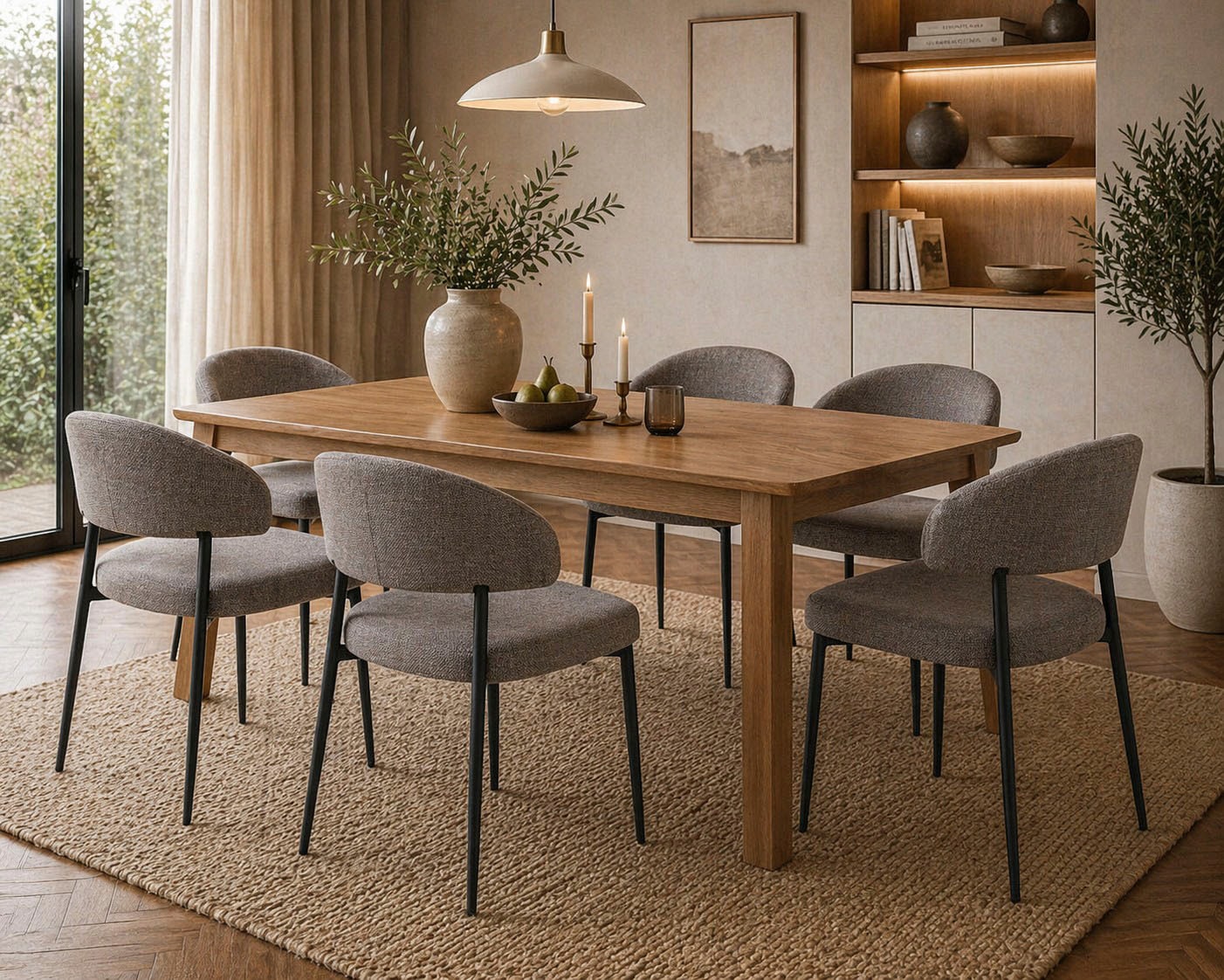 ACTONA GROUP Esszimmerstuhl »Edina, 2er-Set, Skandinavisches Design, weicher Stoff, pflechteleicht« () Robuste schwarze Beine, verschiedene Varianten, hervorrangend Komfort