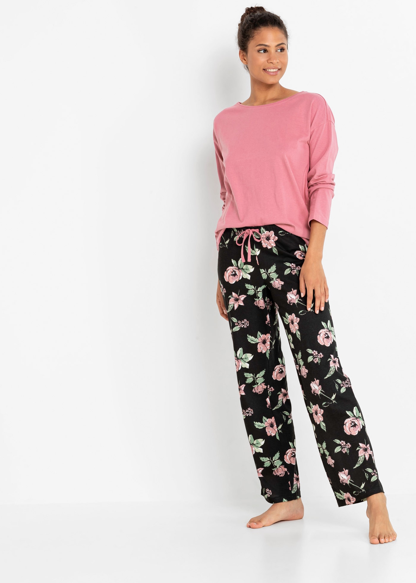 bonprix Pyjama Set, 2 bequeme Passform, aus Baumwolle