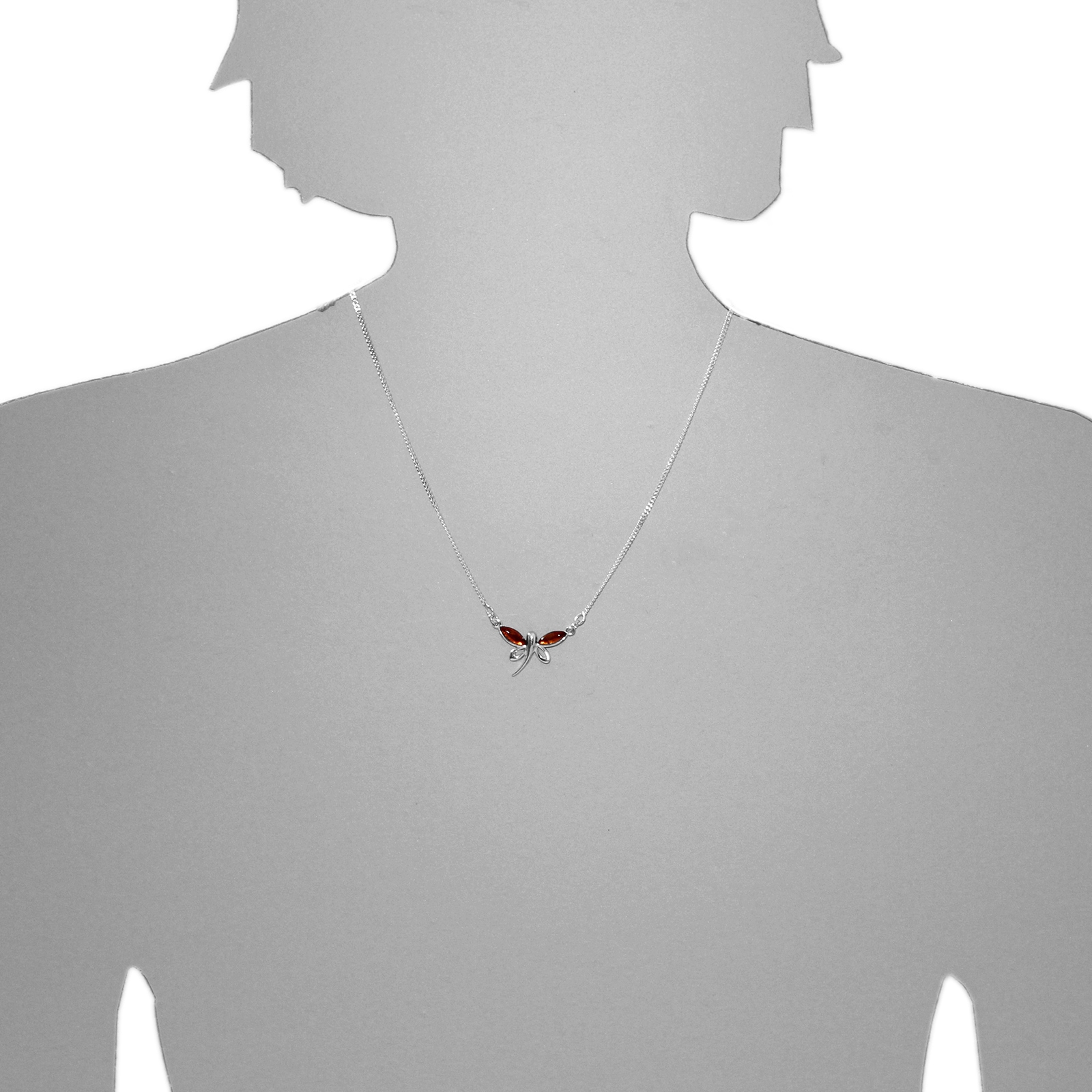 OSTSEE-SCHMUCK Collier »- Schmetterling - Silber 925/000 - Bernstein«