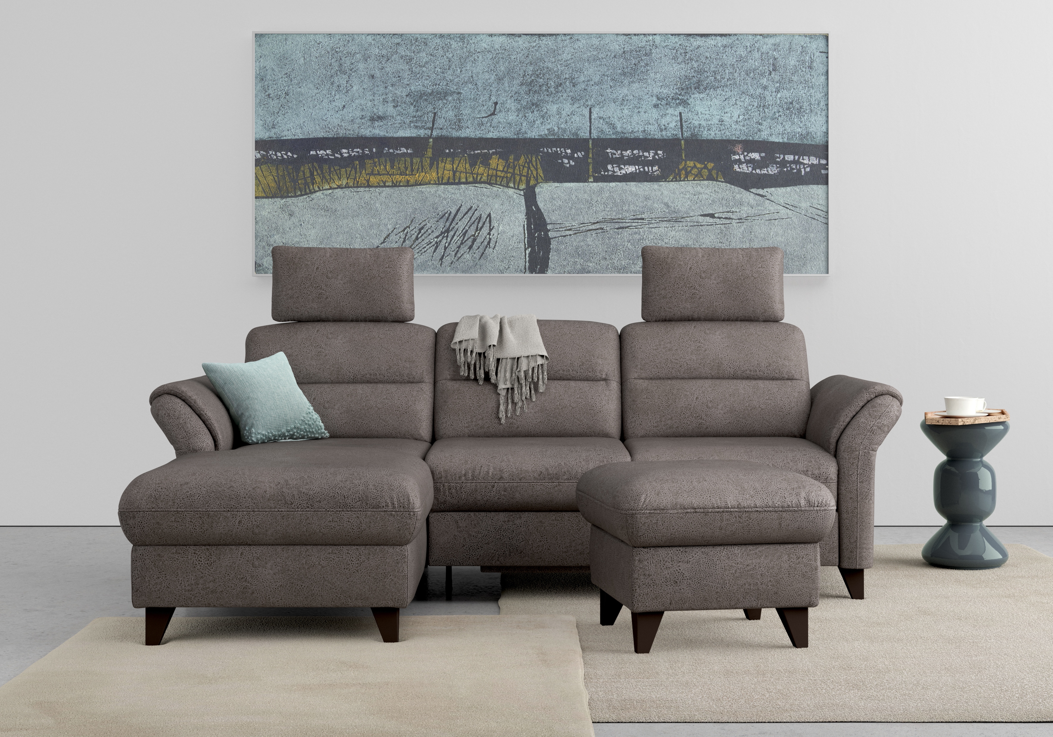 sit&more Ecksofa "Mellum L-Form" Federkern, optional Schlaffunktion, Bettkasten & Armteilfunktion