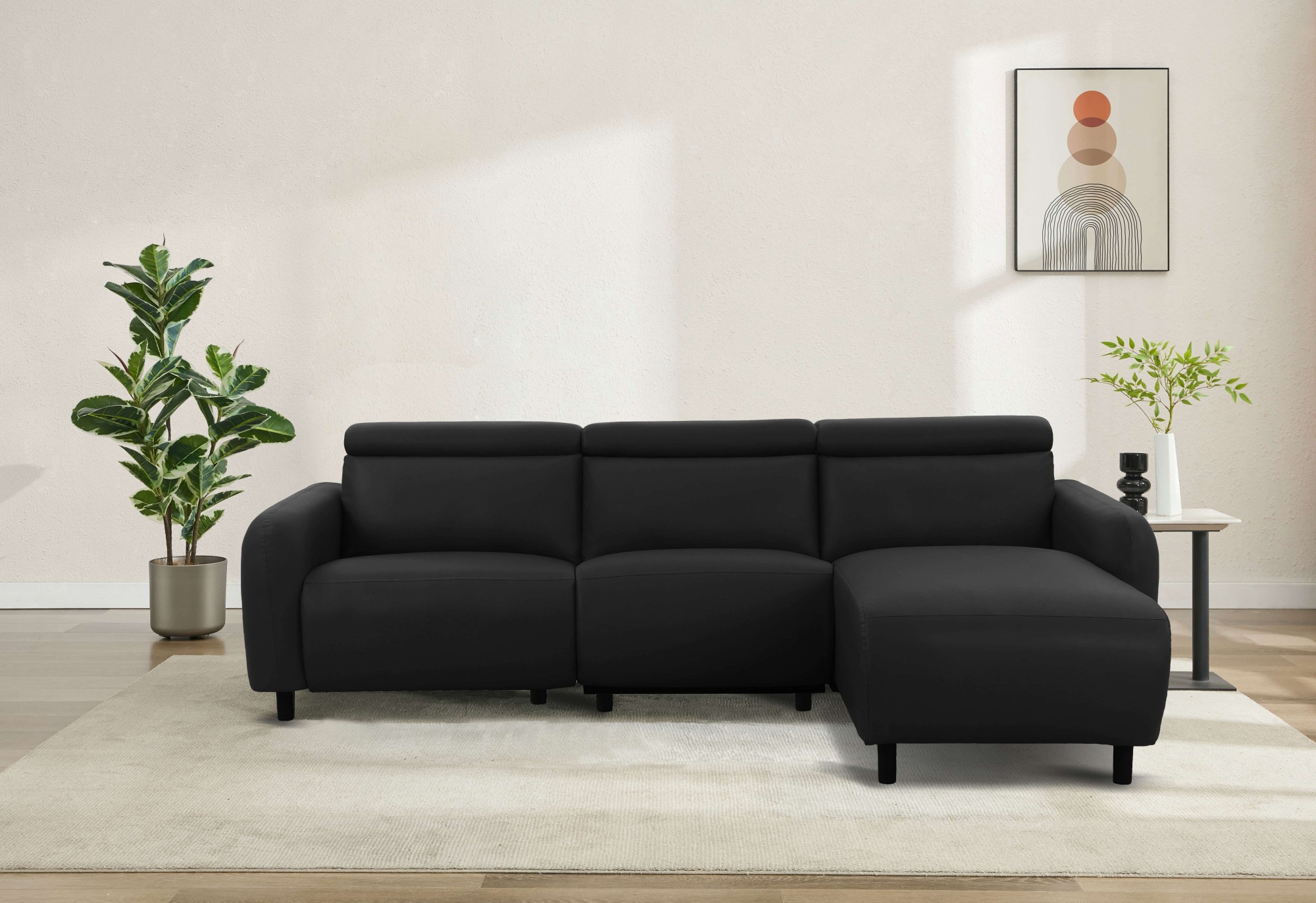 Home affaire Ecksofa »SKAANE Kunstleder, L-Form, 274 cm, manuelle u. elektrische Funktion,«, rundes Design, Kopfteilverstellung, Federkernpolsterung