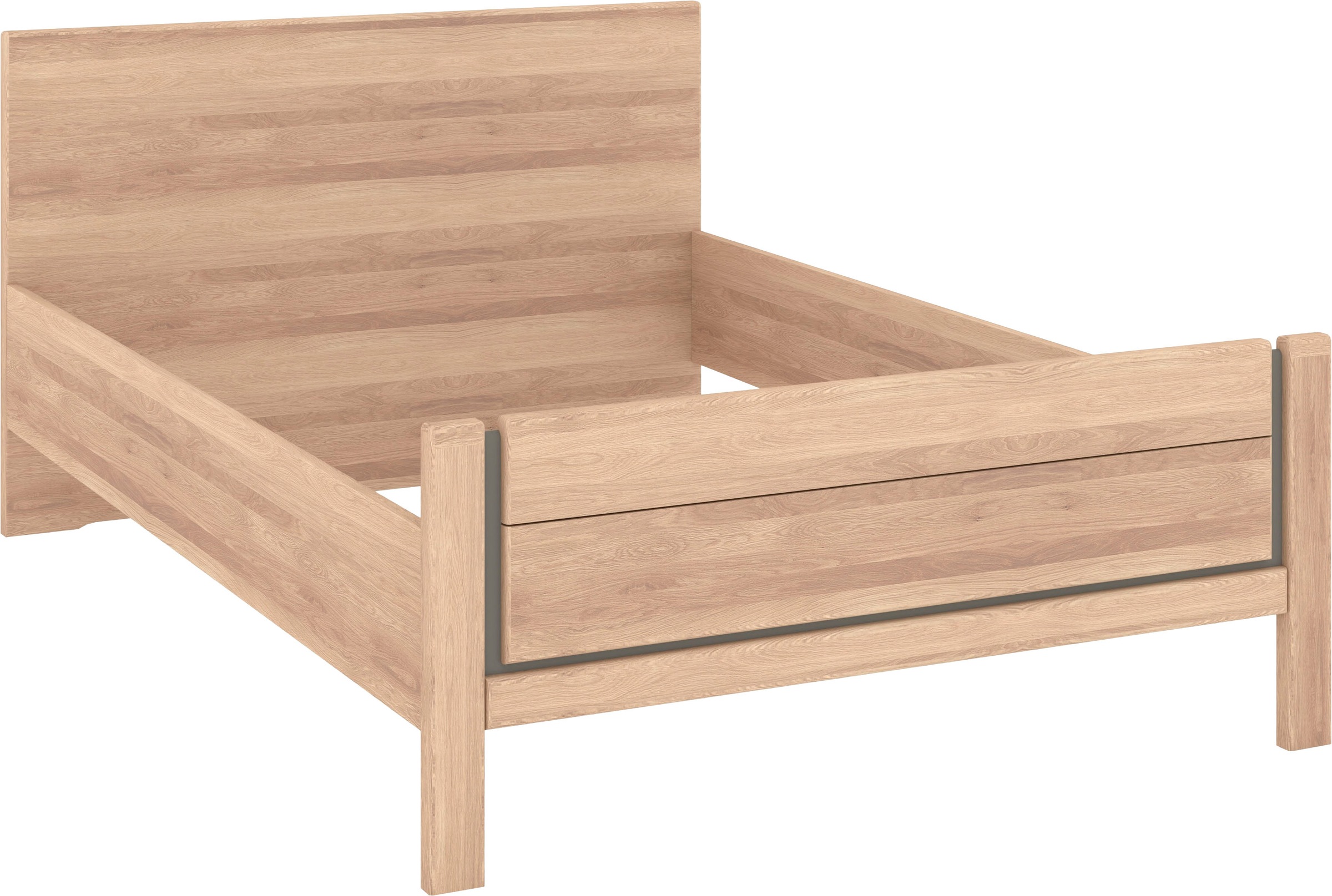 Musterring Holzbett »Sorrent, Bettgestell, Bettrahmen, teilmassiv Eiche«, (MADE IN GERMANY), Eiche teilmassiv, Liegehöhenverstellung, Stollenfußteil