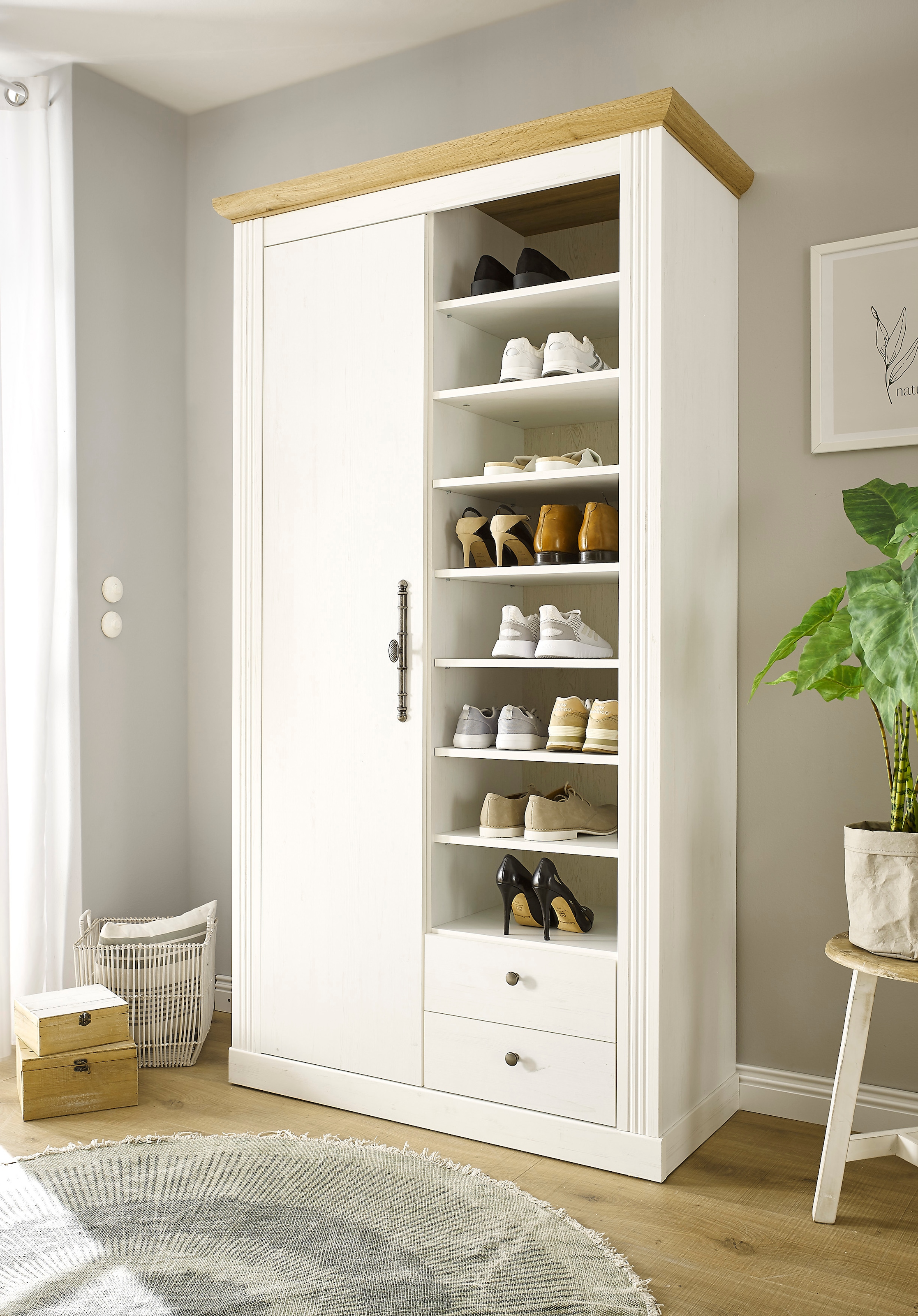 Home affaire Garderobenschrank »WESTMINSTER TOPSELLER!«, (Breite ca. 108 cm), im romantischen Landhausstil