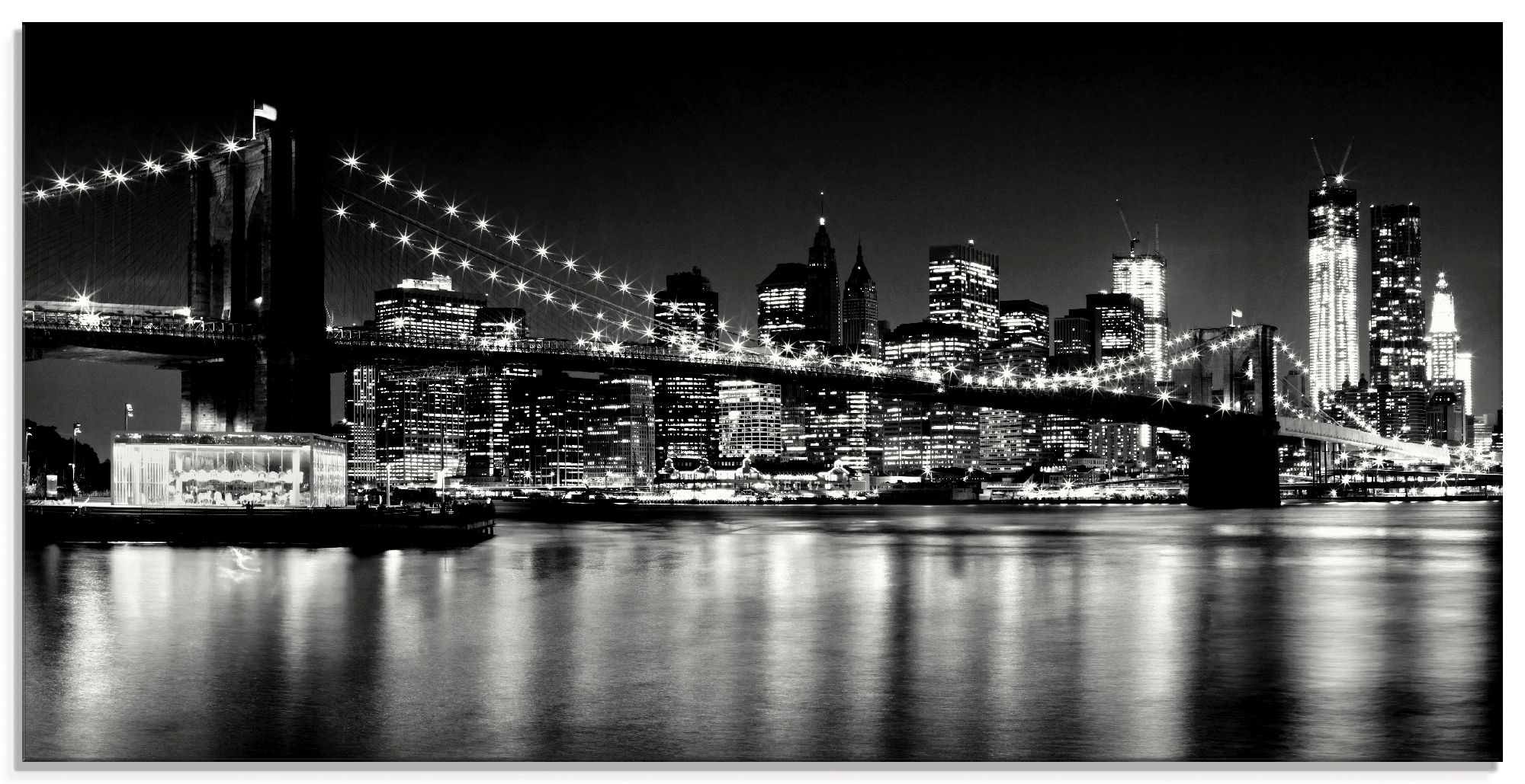 Glasbild »Nächtliche Skyline Manhattan I«, Amerika, (1 St.), in verschiedenen Größen
