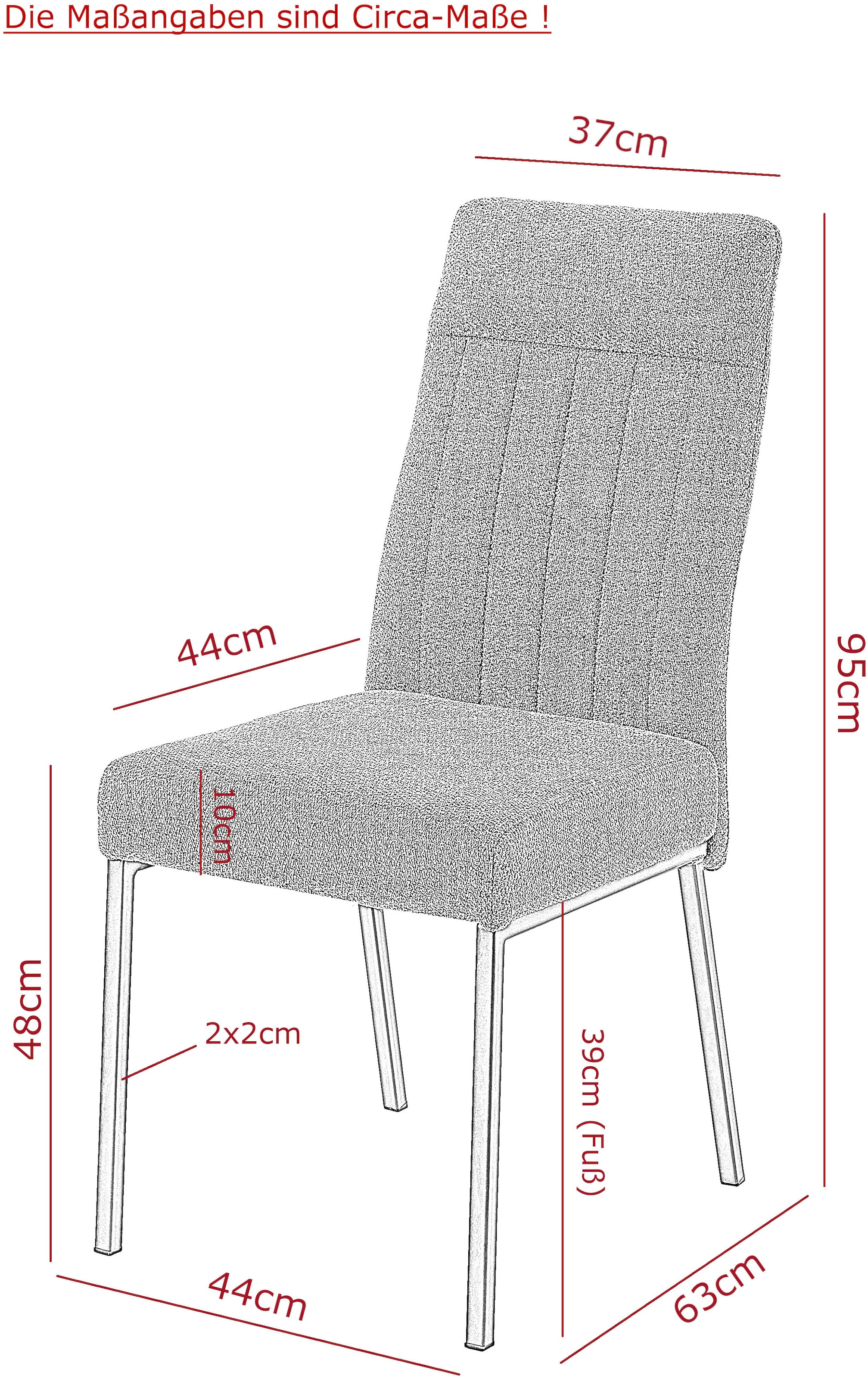 HELA 4-Fußstuhl »CATANIA« (Set) 4 Stk.4-Fuß, Federkorb, Vierkantrohrgestell, 140kg belastbar
