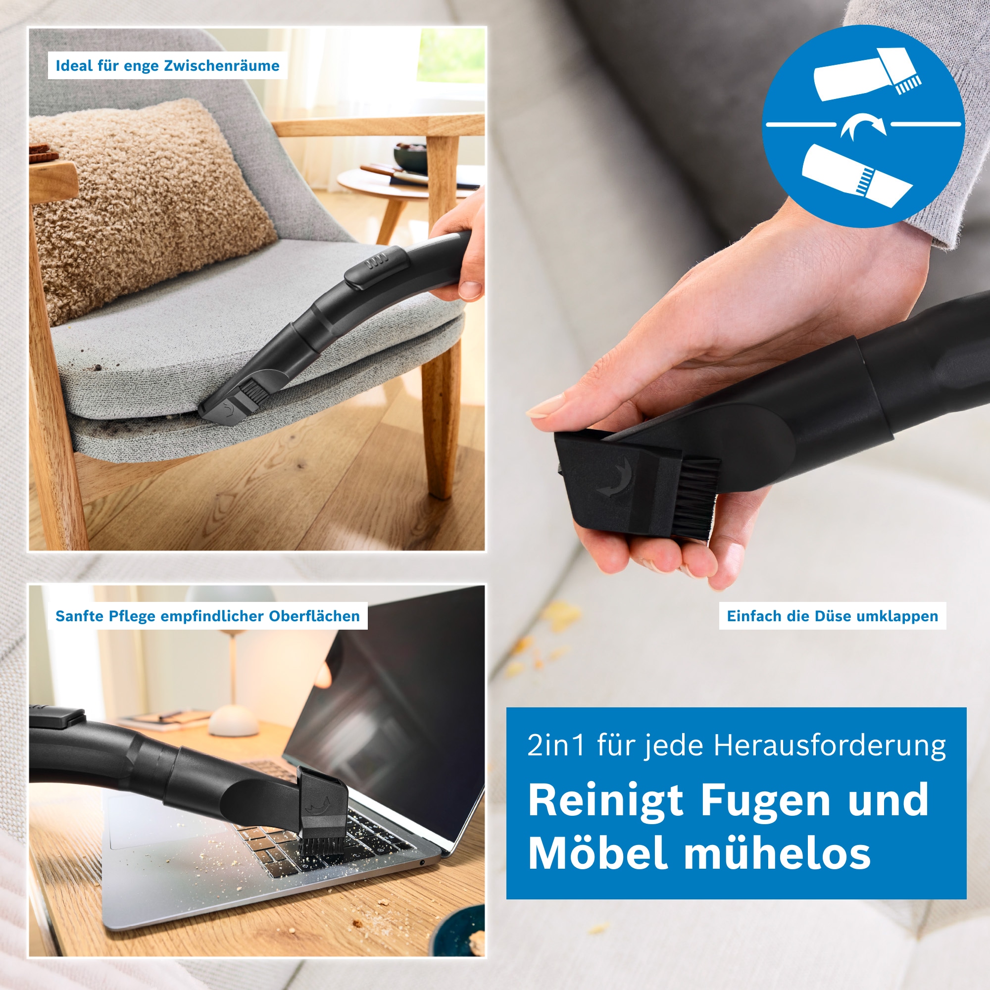 BOSCH Bodenstaubsauger »Serie 2 BGS05LRD2, Hygiene-Filter, kompakt, platzsparend, leicht« 700 W beutellos hohe Saugkraft, 2in1 Möbel- und Fugendüse, Polsterdüse, 700 W, rot
