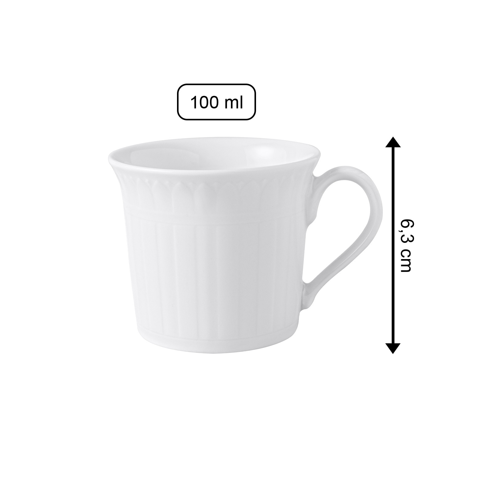 Villeroy & Boch Espressotasse »Mokka- / Espressotassen Cellini 100 ml 6er Set weiß« Spülmaschinengeeignet, Mikrowellenfest