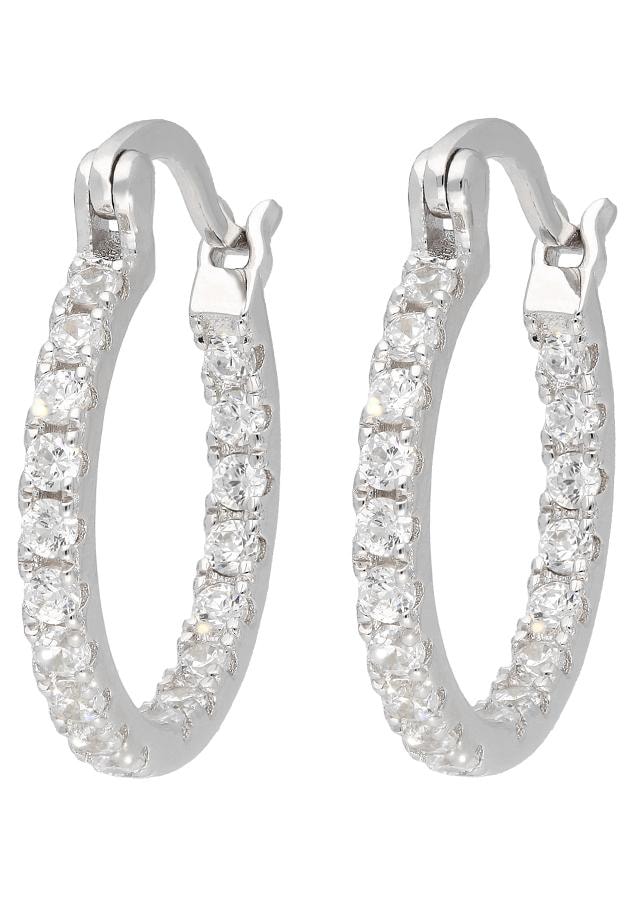 Firetti Paar Creolen »Schmuck Geschenk Silber 925 rund basic femininvoll rhodiniert«, mit Zirkonia (synth.)