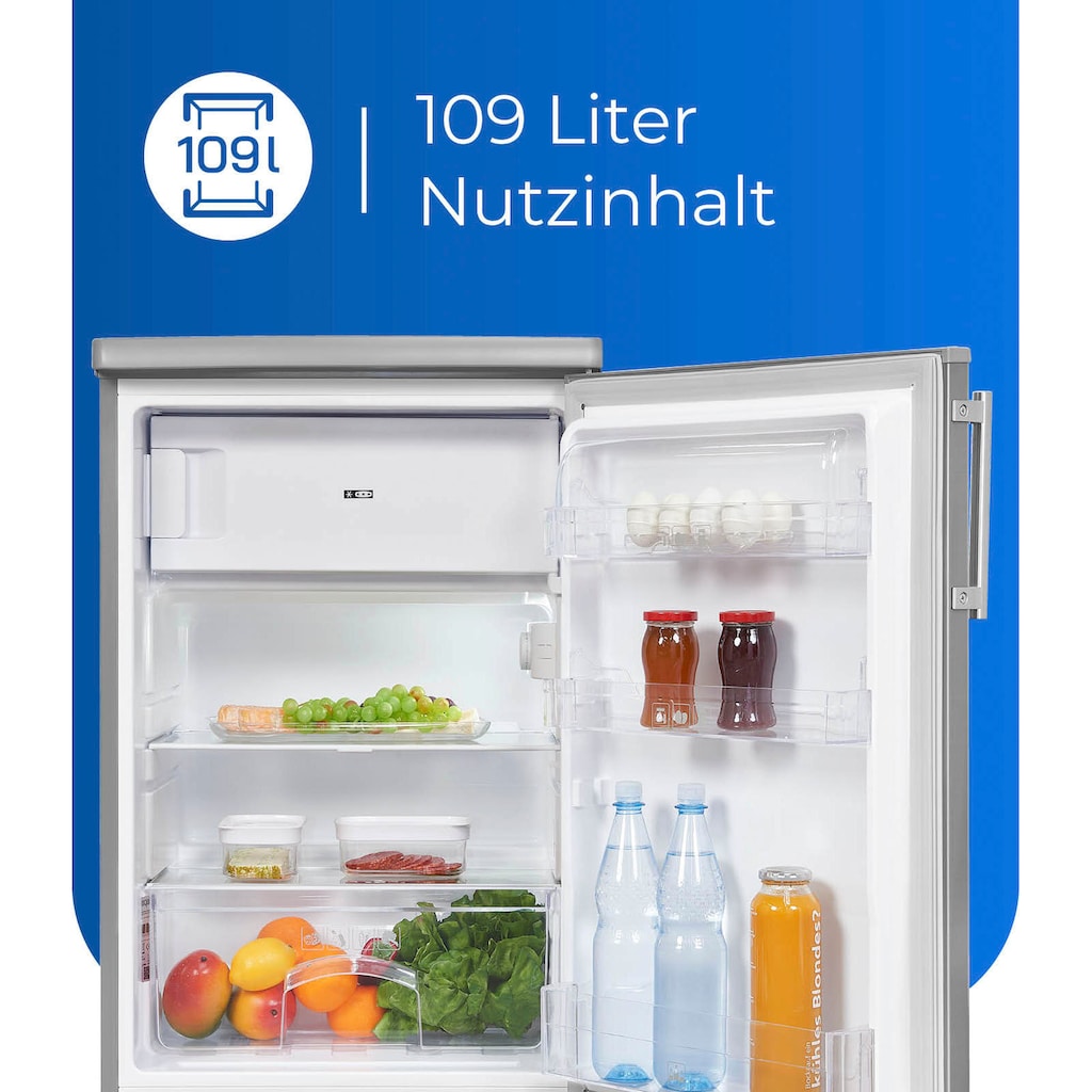 exquisit Kühlschrank »KS16-4-HE-040D«, KS16-4-HE-040D inoxlook, 85 cm hoch, 55 cm breit