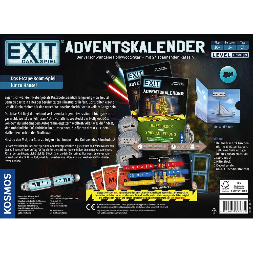 Kosmos Spielzeug-Adventskalender »EXIT, Das Spiel - 2023«, ab 10 Jahren