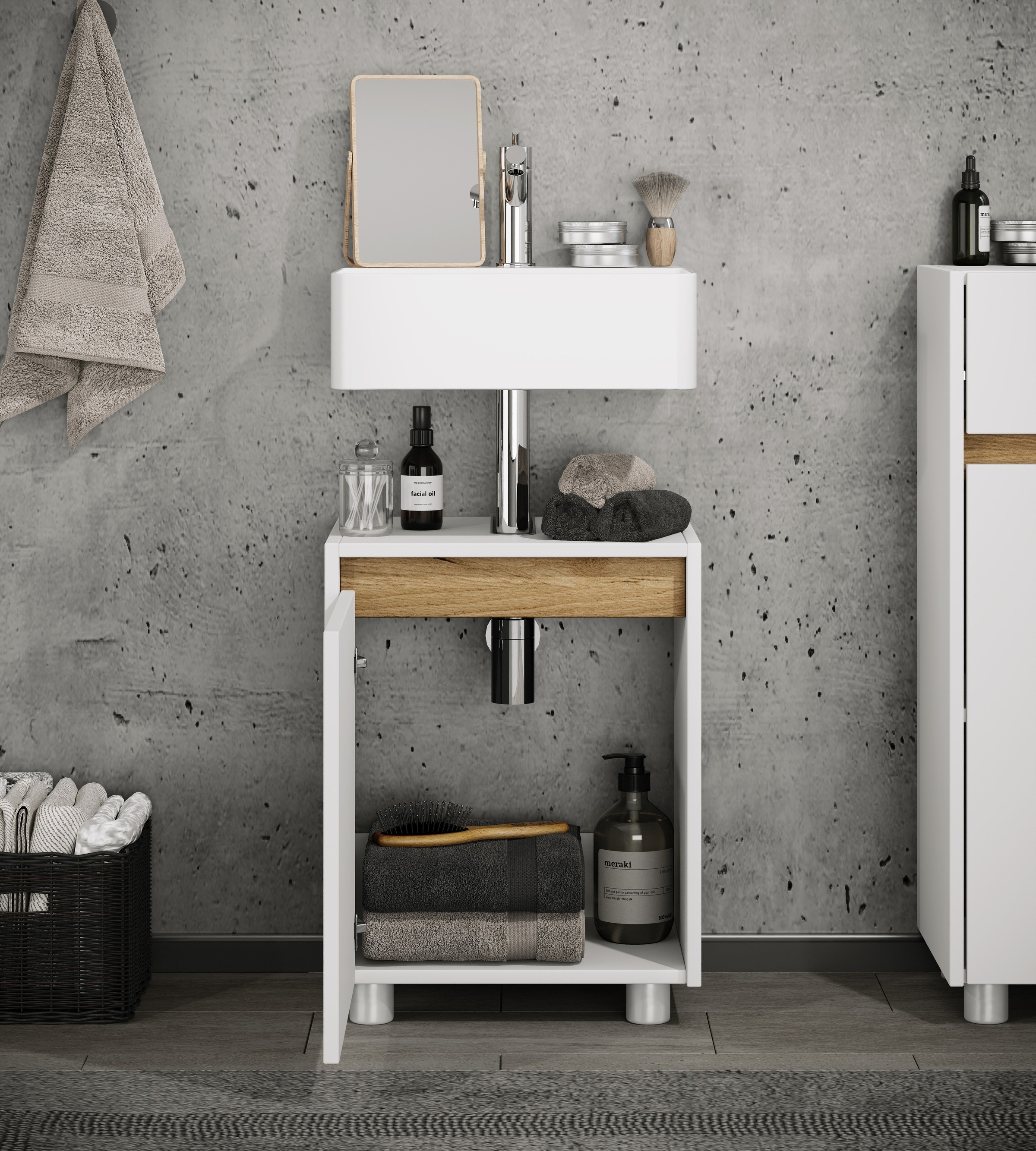 VCM Waschbeckenschrank »Holz Badschrank Badunterschrank 55x42x33 Cosila« 1 Stk. tlg.