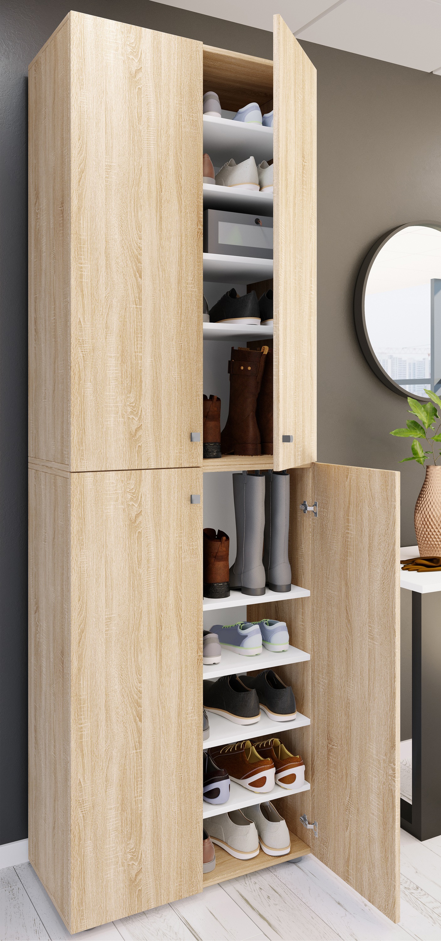 VCM Schuhschrank »VCM XL Holz Großer Schuhschrank Schuhregal Groß Stiefel Dielenmöbel Lona 10 Fächer Drehtüren«, (1 St.)