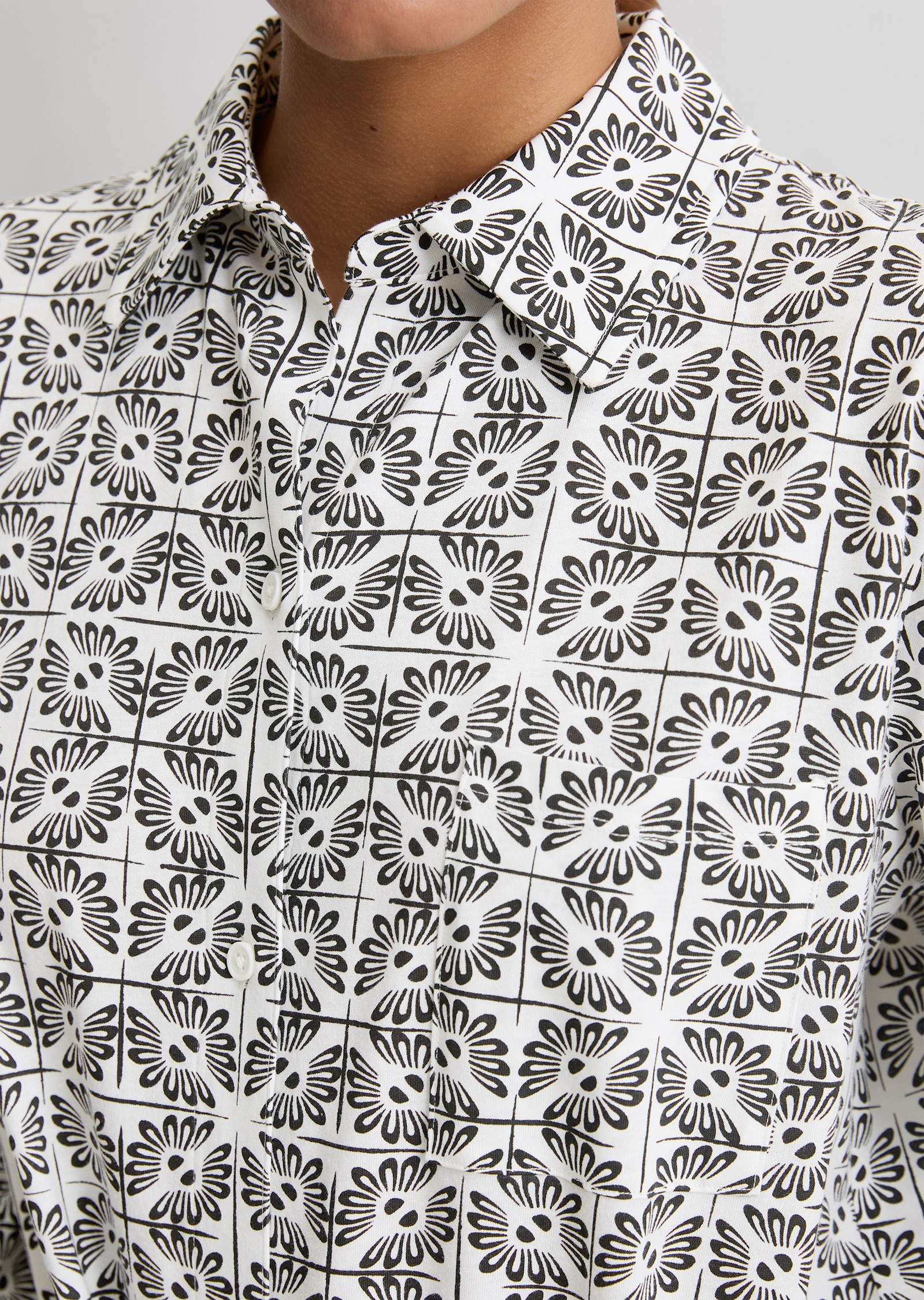 Marc O'Polo Nachthemd »Mix N Match Cotton Jersey«, Langarm, Baumwollmix, Knöpfe, bequem, elastisch, Allover-Print