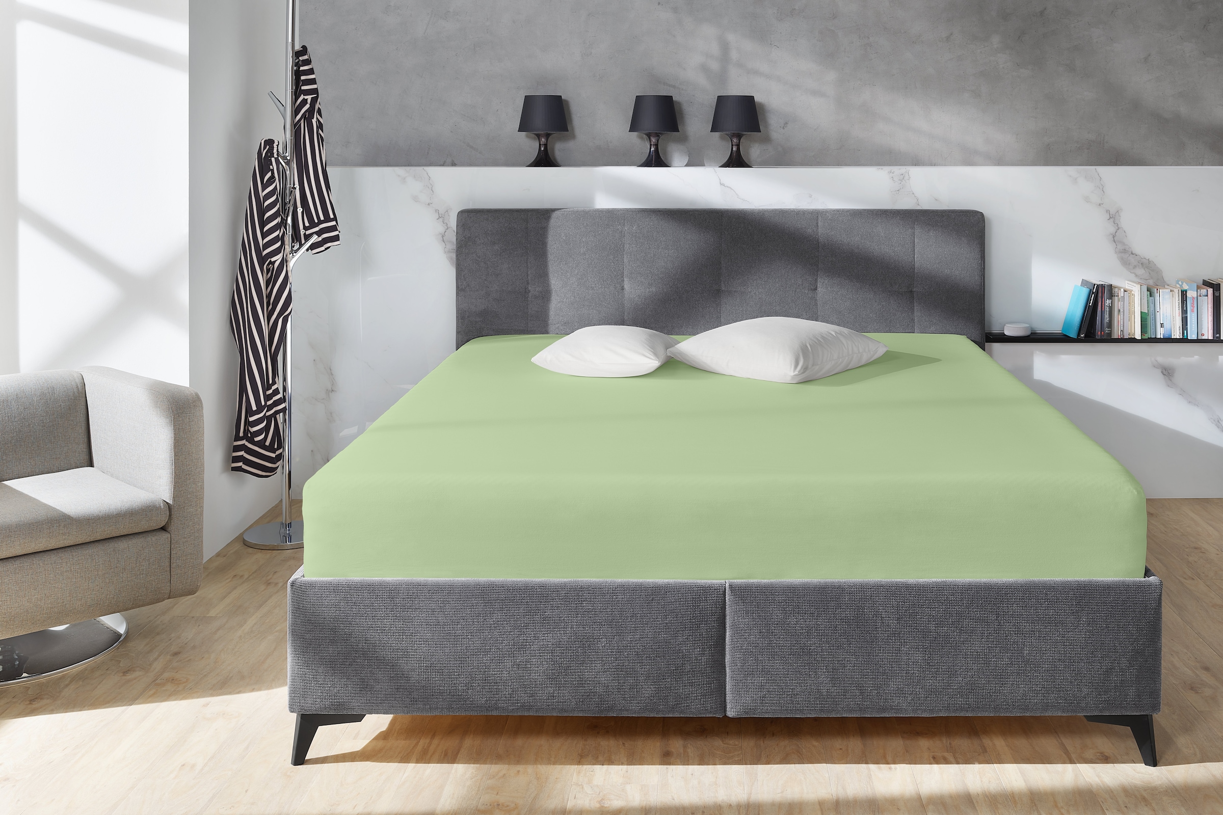 Primera Spannbettlaken »Elasthan-Feinjersey« PREMIUM, aus 95% gekämmter Baumwolle und 5% Elasthan, bis 28 cm Höhe