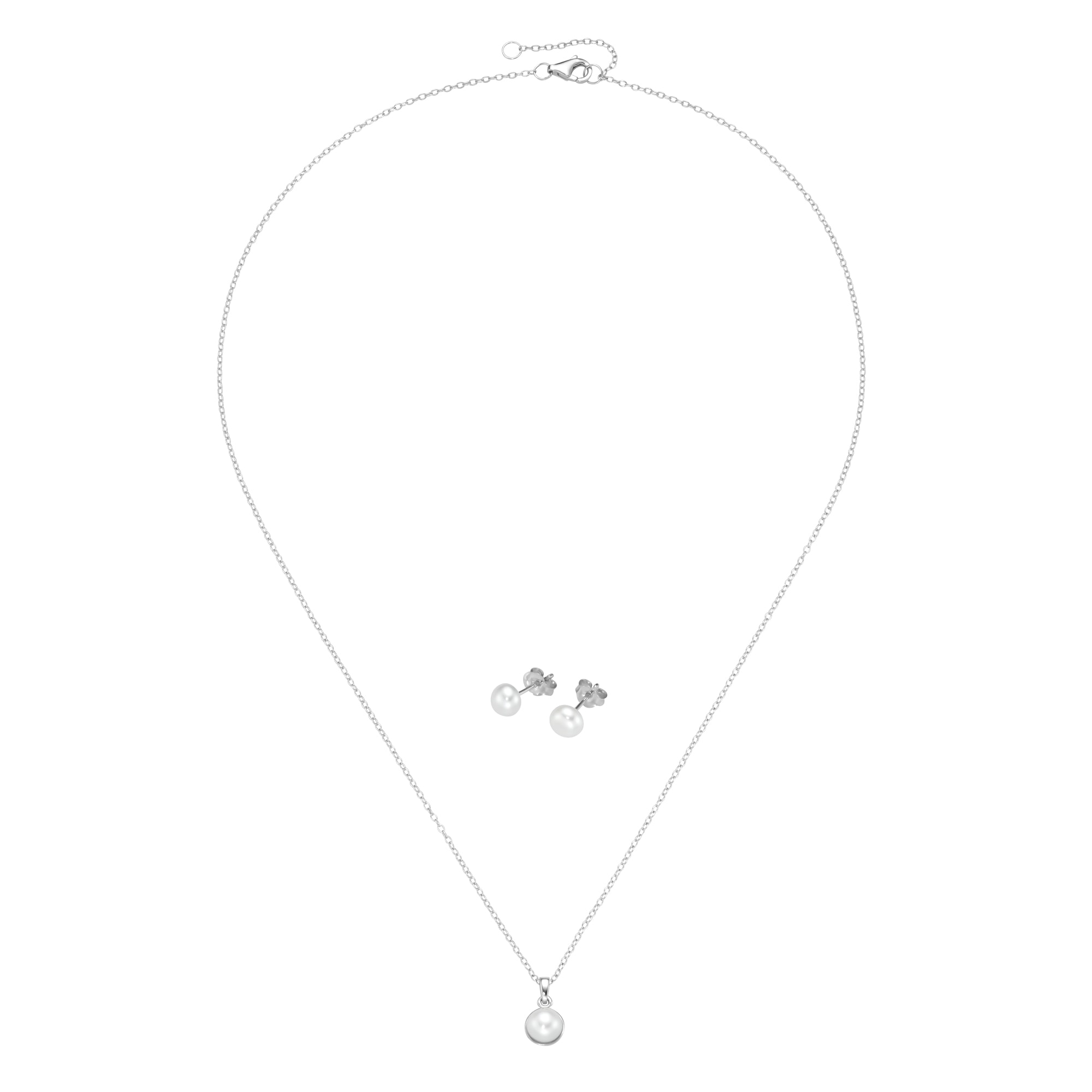 Firetti Ohrring und Ketten Set »Multipack Schmuck Geschenk Silber 925 Perlenhalskette Perlenohrstecker« (Set, 3 Stk. tlg.)  mit Süßwasserzuchtperle