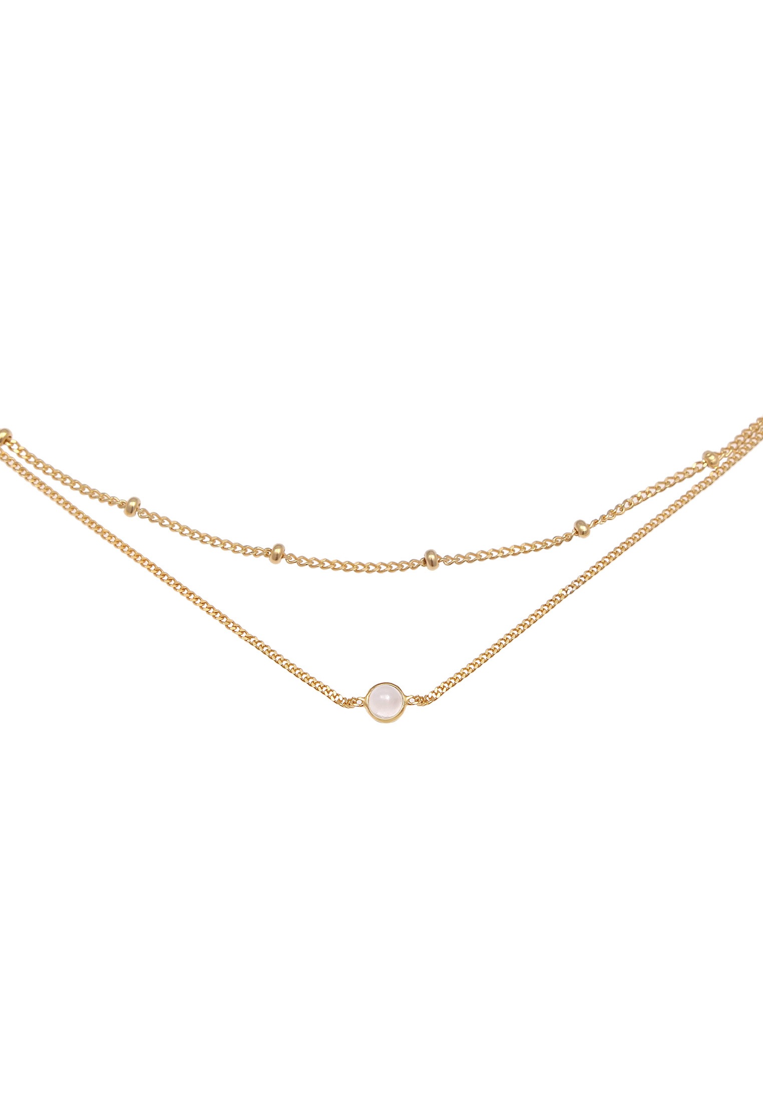 Elli Choker »Halskette Choker Layer Look Kugelkette Rosenquarz 925 Silber«