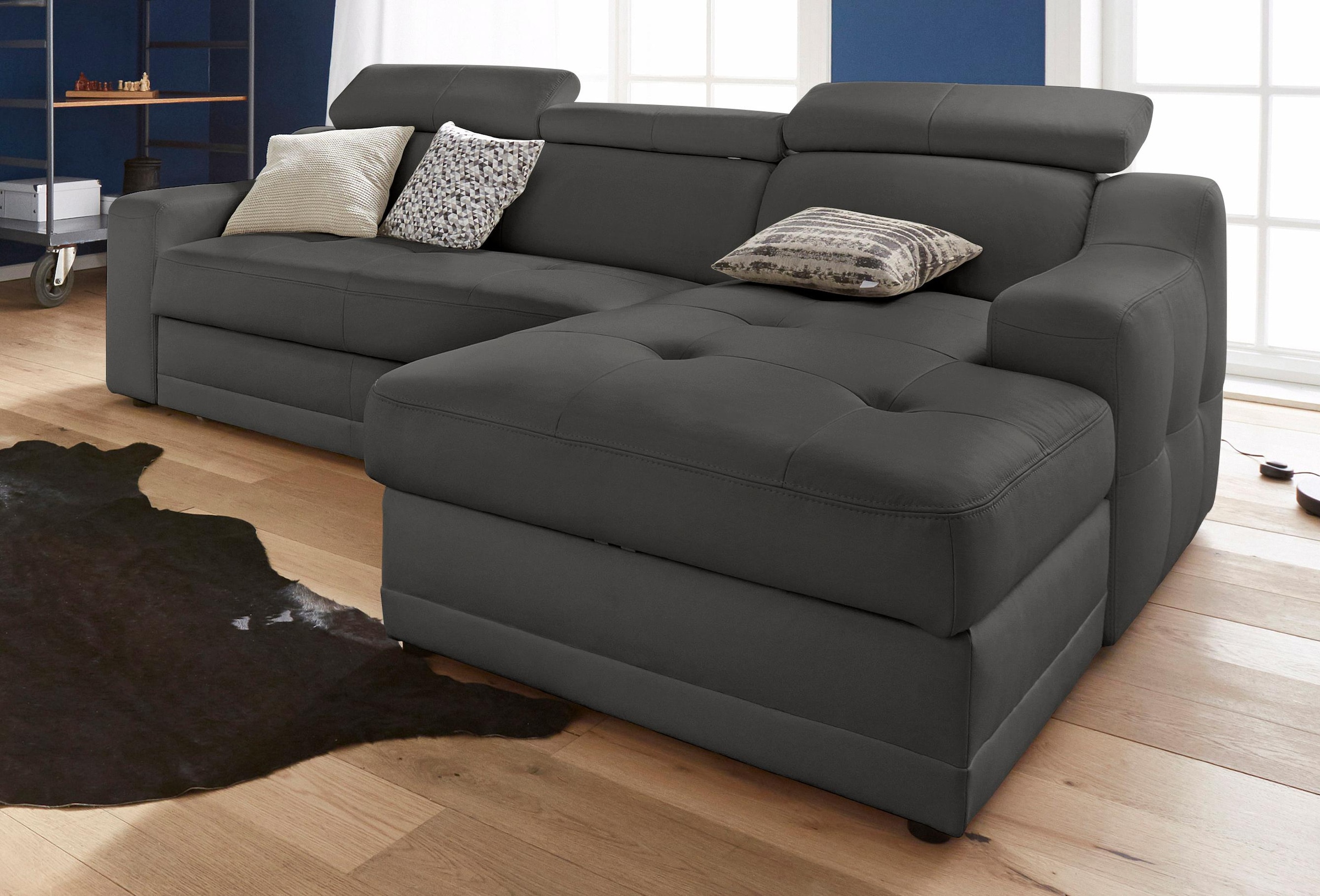 exxpo - sofa fashion Ecksofa »Lotos, bequem und funktionell, L-Form«, mit Kopf- bzw. Rückenverstellung, wahlweise mit Bettfunktion